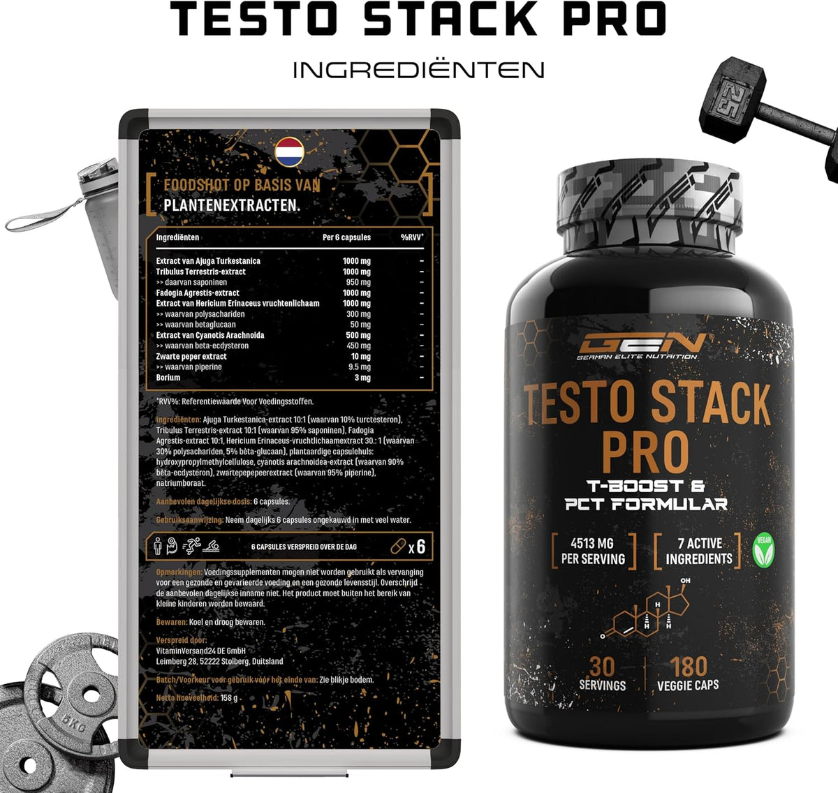 Testo Stack Pro | 180 Kapseln | German Elite Nutrition