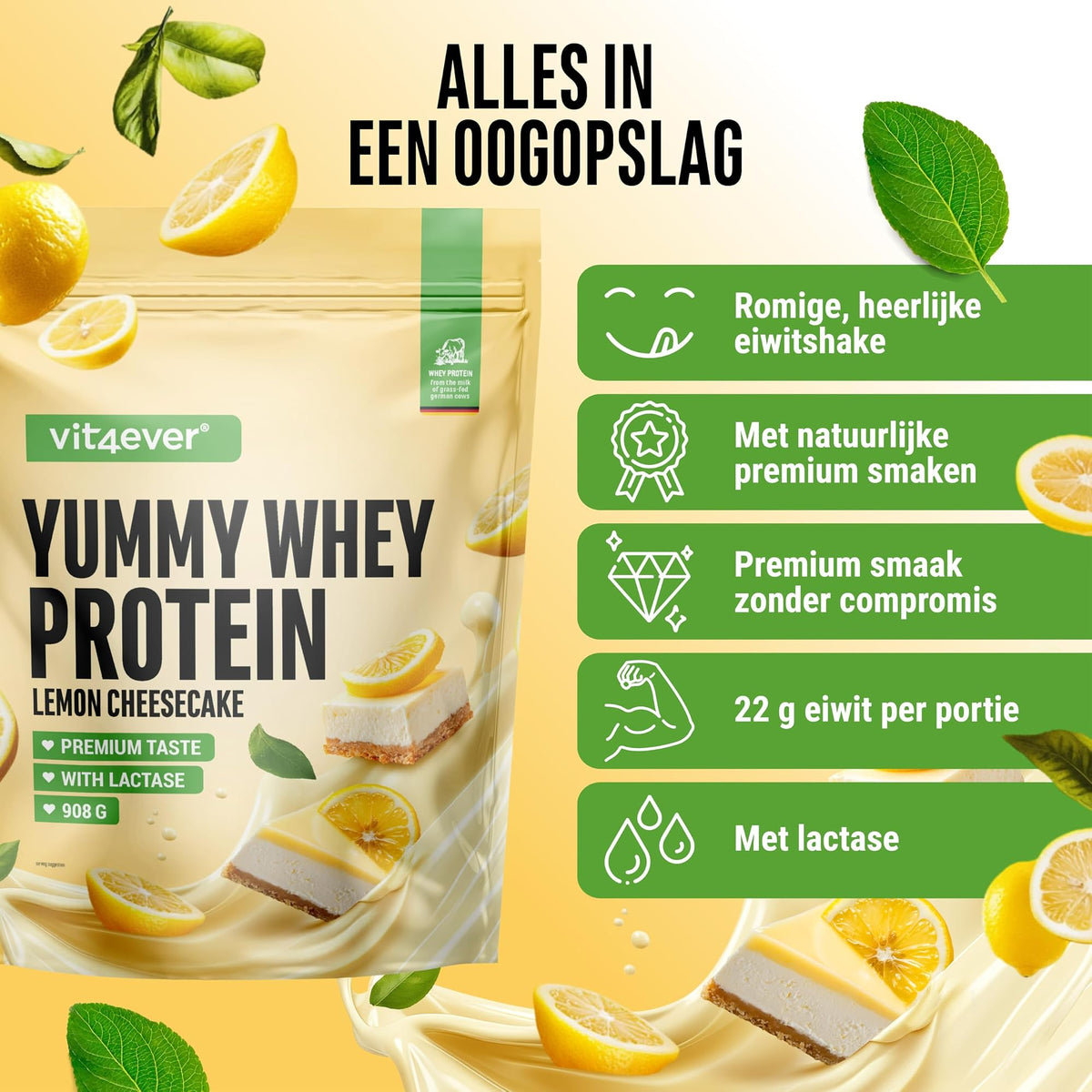 Yummy Whey Protein Lemon Cheesecake | 908 g | Vit4ever