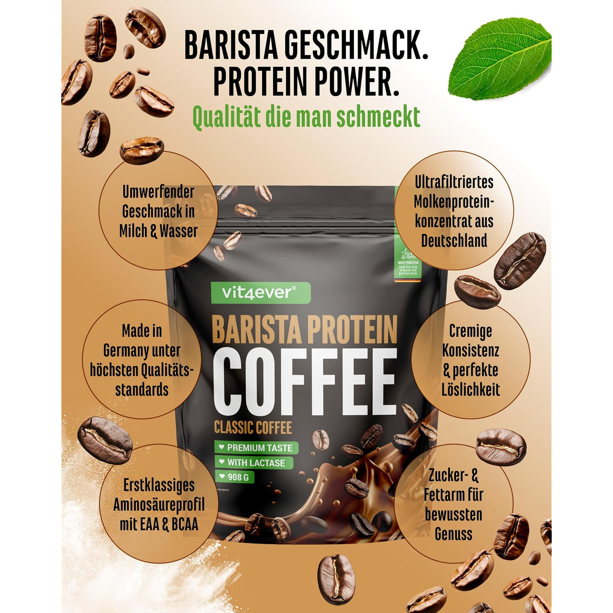 Vit4ever Barista Whey Classic 908 g – Produkt aus der Nähe