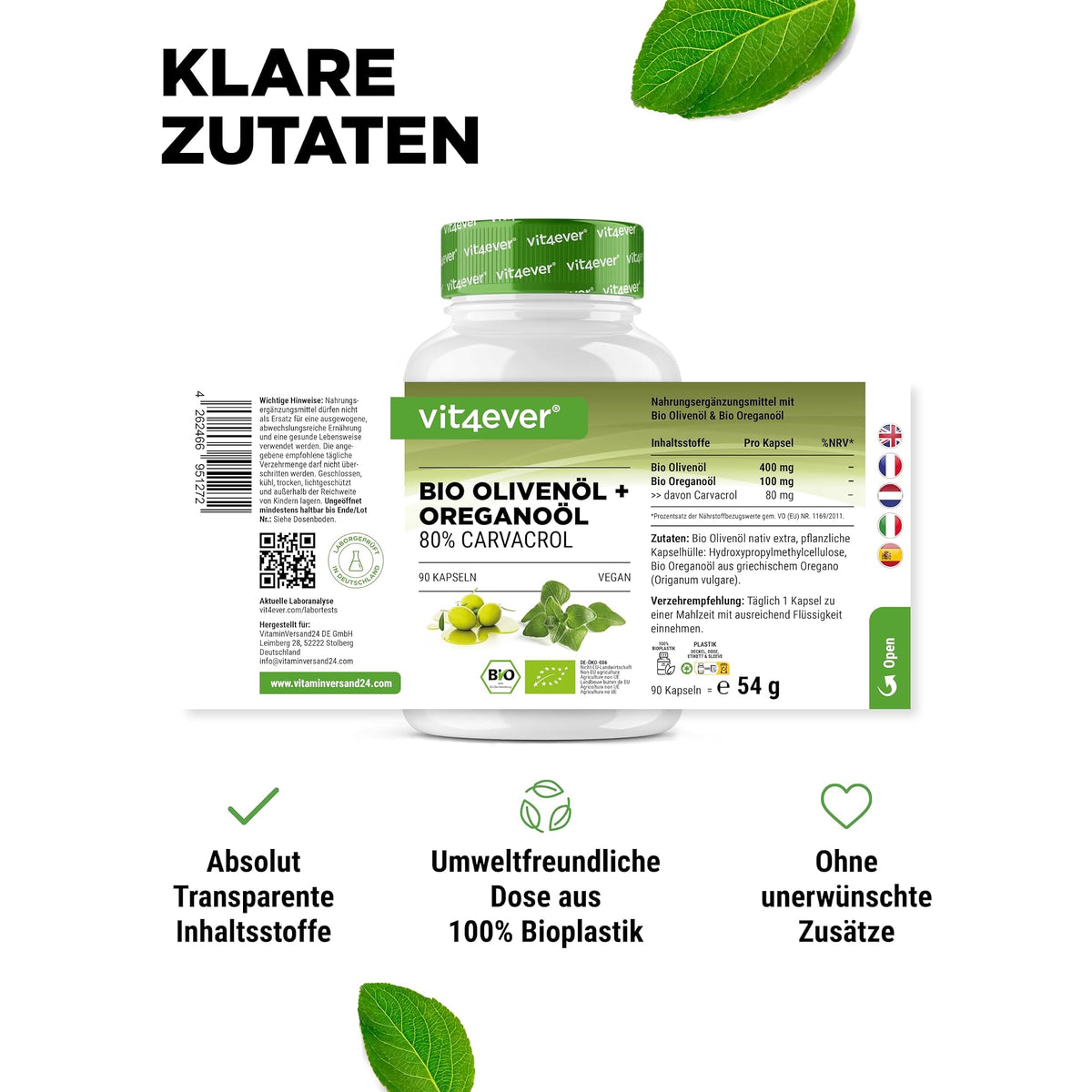 Vit4ever Bio Oregano-Öl 80% Carvacrol 90 Kapseln – empfohlene Anwendung und Einnahme