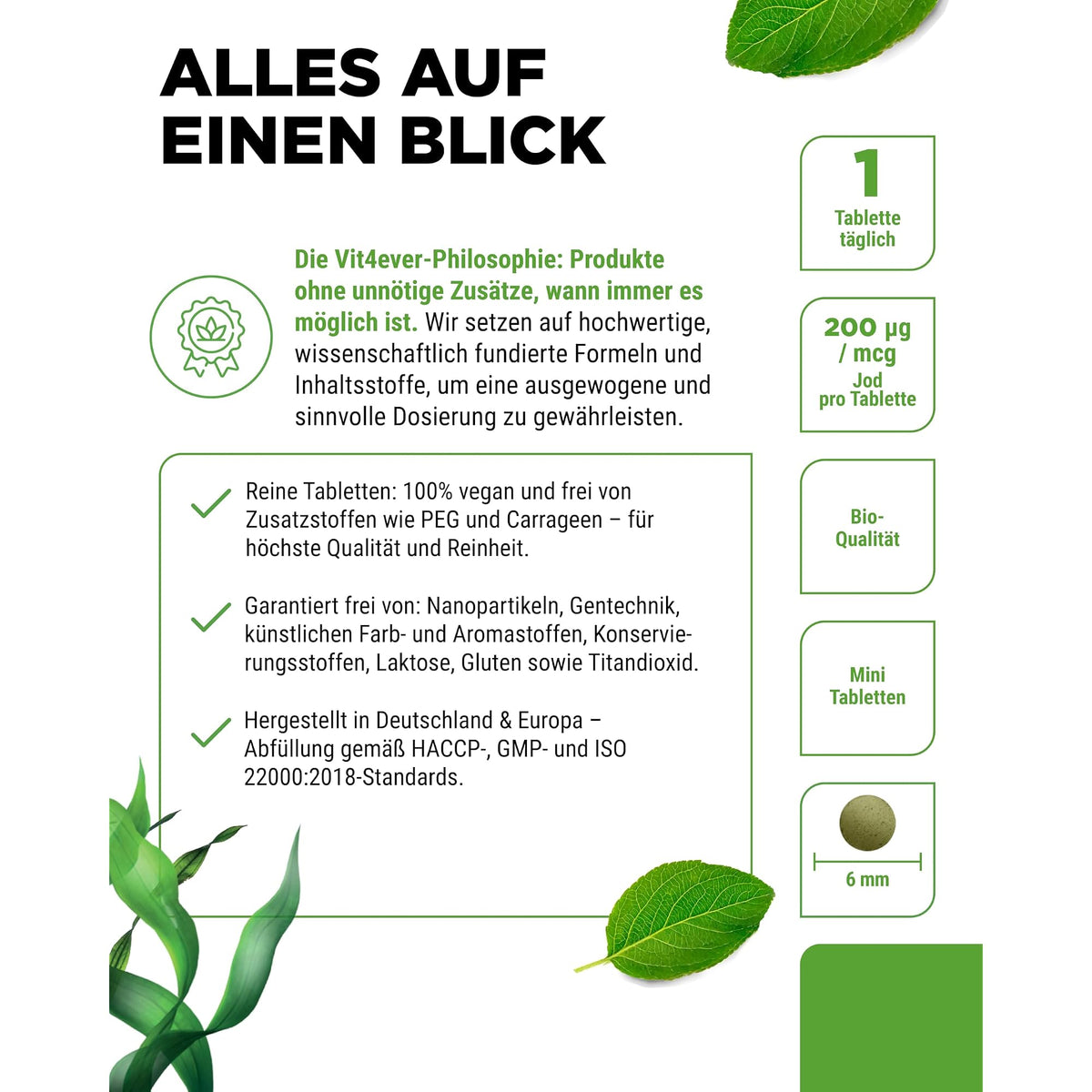 Vit4ever Jod aus Bio Kelp 200 µg 365 Tabletten – Produkt aus der Nähe