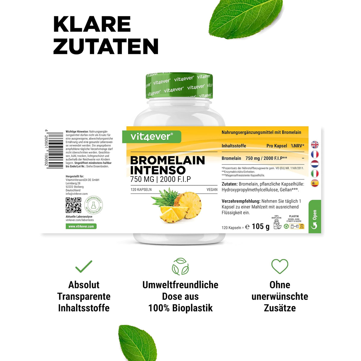 Vit4ever Bromelain 750 mg 2000 F.I.P. 120 Kapseln – empfohlene Anwendung und Einnahme