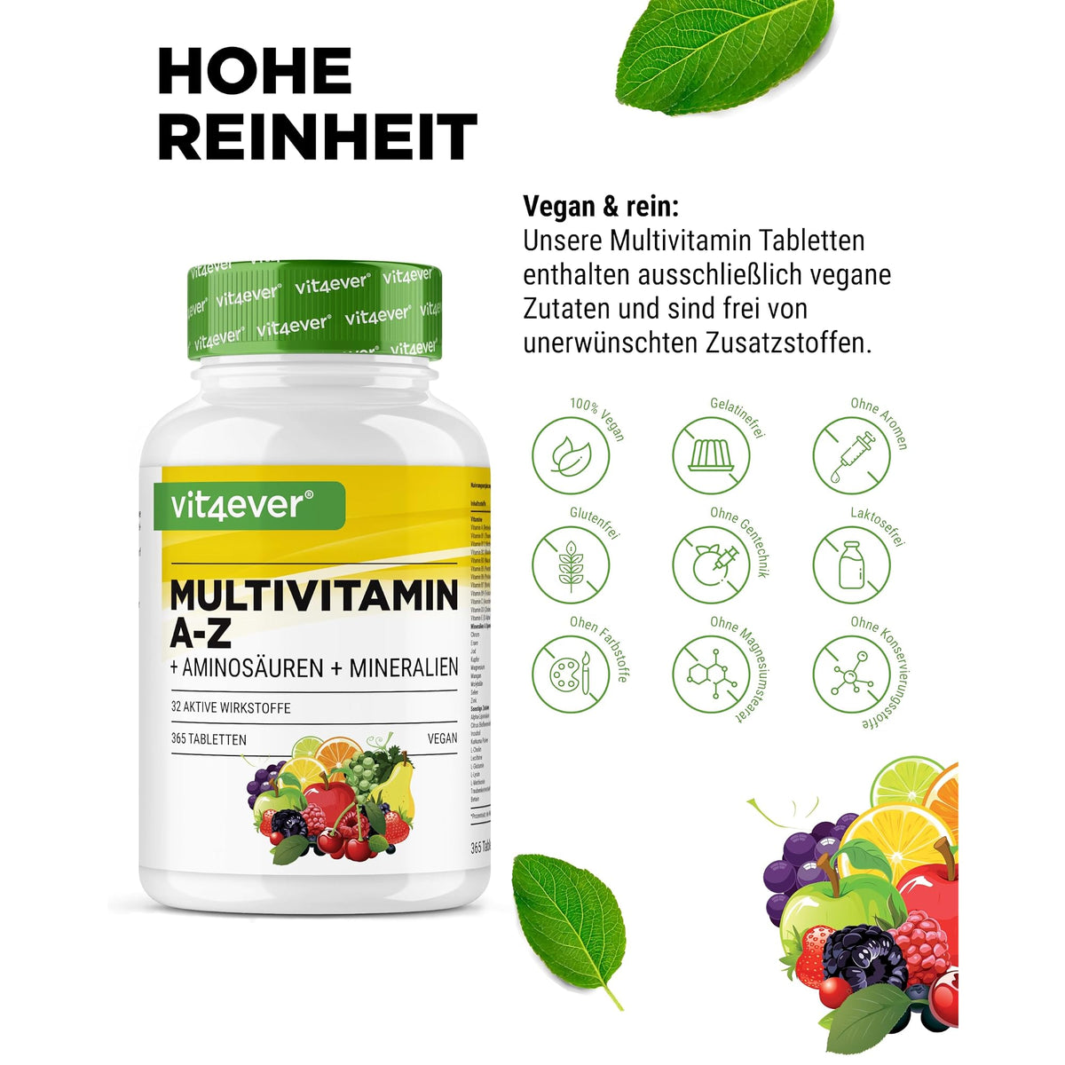 Vit4ever Multivitamin A-Z + Aminosäuren + Mineralien 365 Tabletten – empfohlene Anwendung und Einnahme