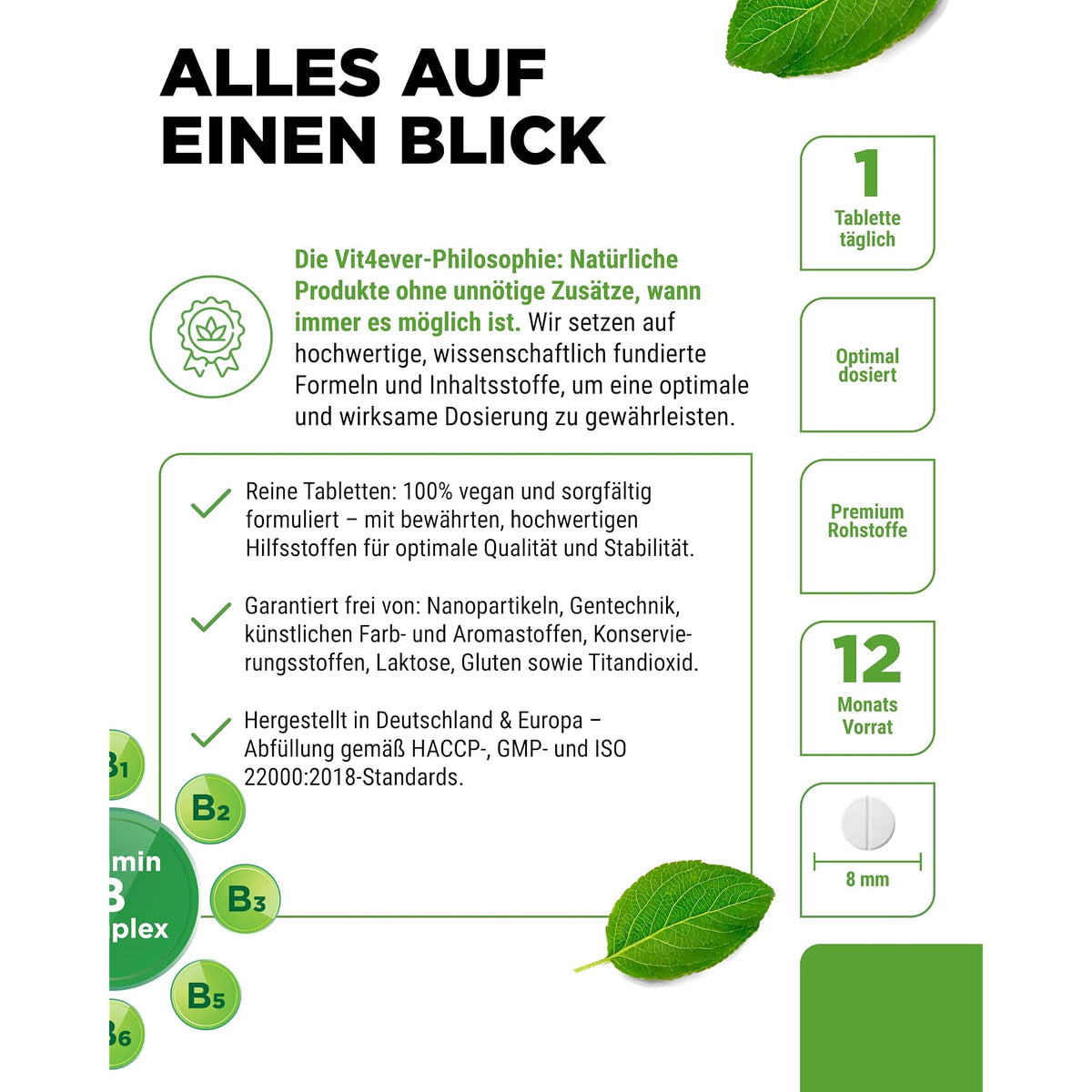 Vit4ever Vitamin B-Komplex 365 Tabletten – Produkt aus der Nähe