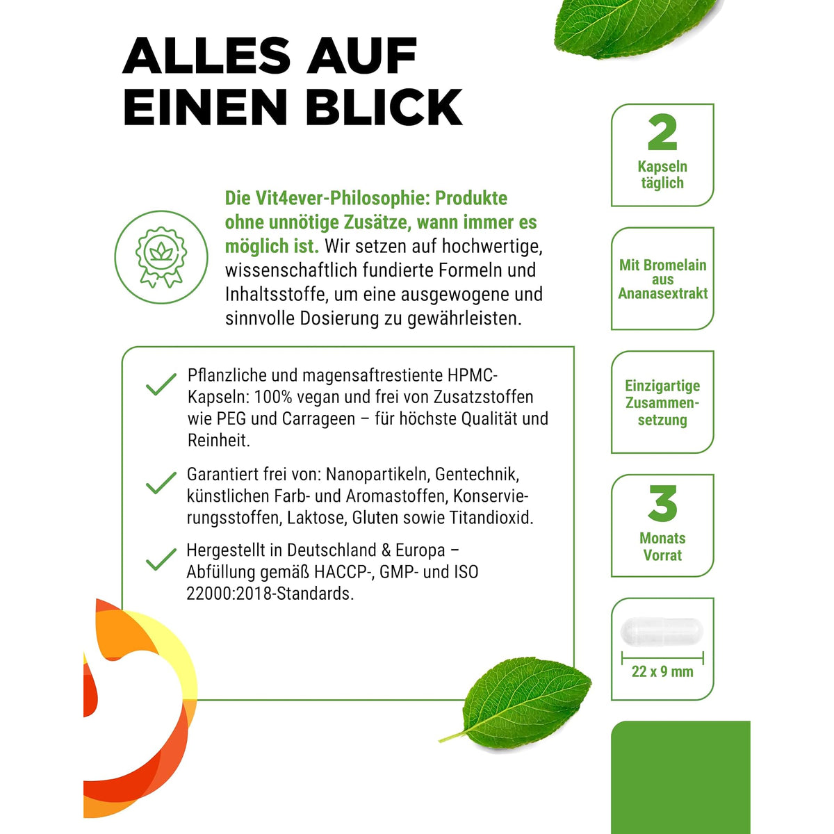 Vit4ever Enzymkomplex mit Bromelain, Papain & Rutin 180 Kapseln – Produkt aus der Nähe