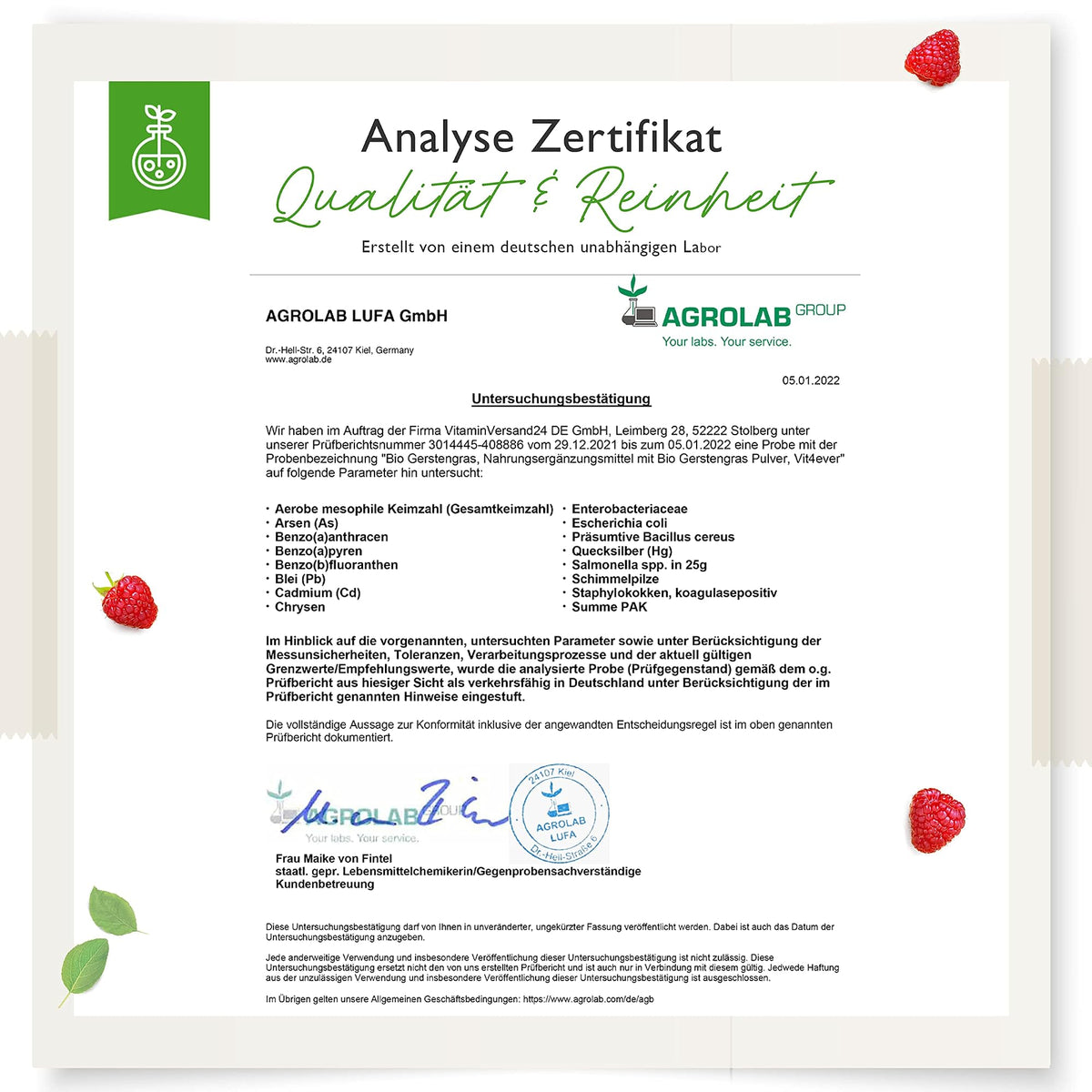 Vit4ever Bio Gerstengras 365 Kapseln – Verpackung Rückseite