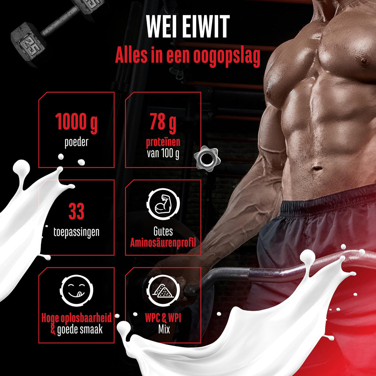 GEN Whey Protein Complex Neutraal 1 kg - alles in een oogopslag: 1000 g, 73,5 g eiwit per 100 g, 33 porties