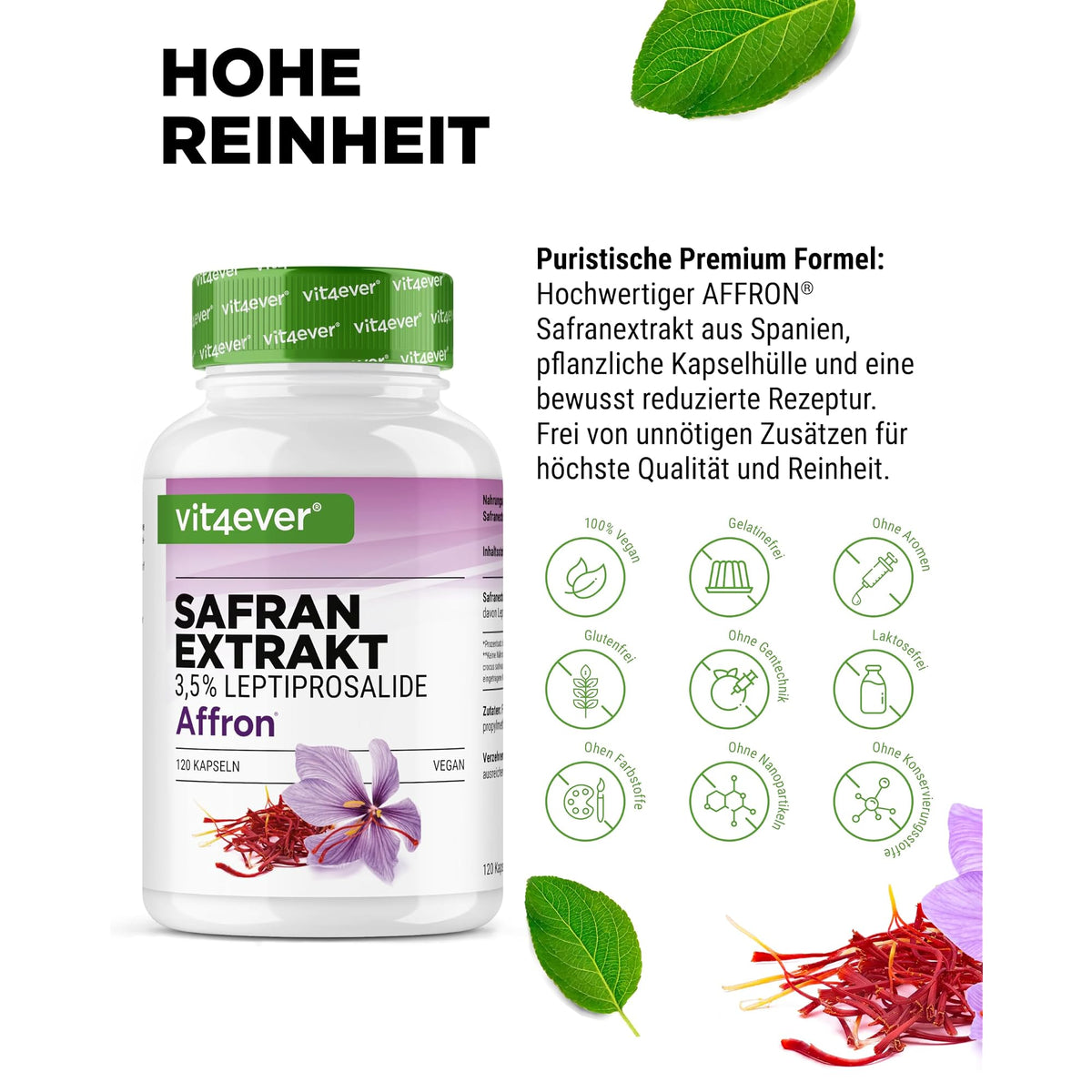 Vit4ever Safran-Extrakt Affron 30mg 120 Kapseln – empfohlene Anwendung und Einnahme