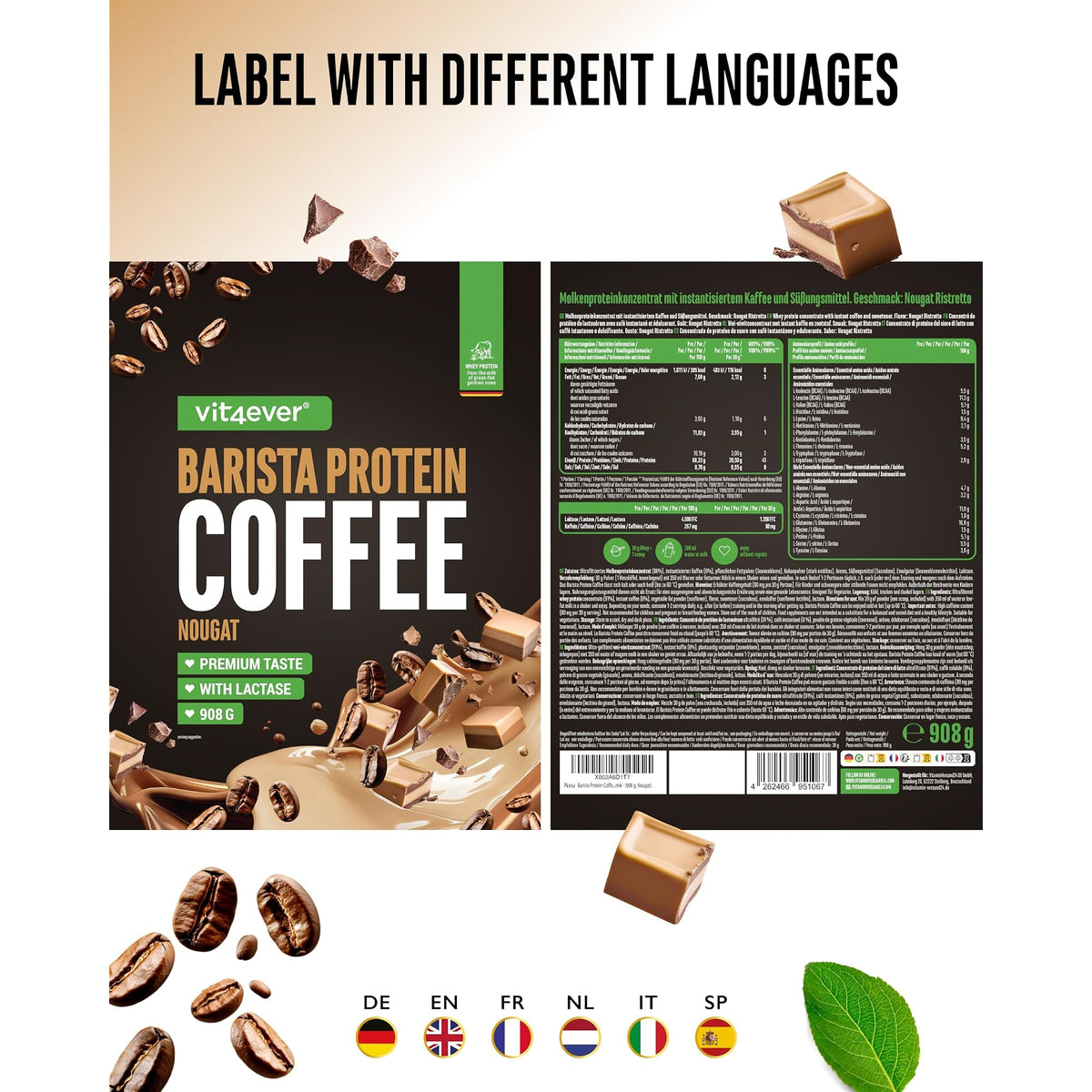 Vit4ever Barista Whey Nougat 908 g – empfohlene Anwendung und Einnahme