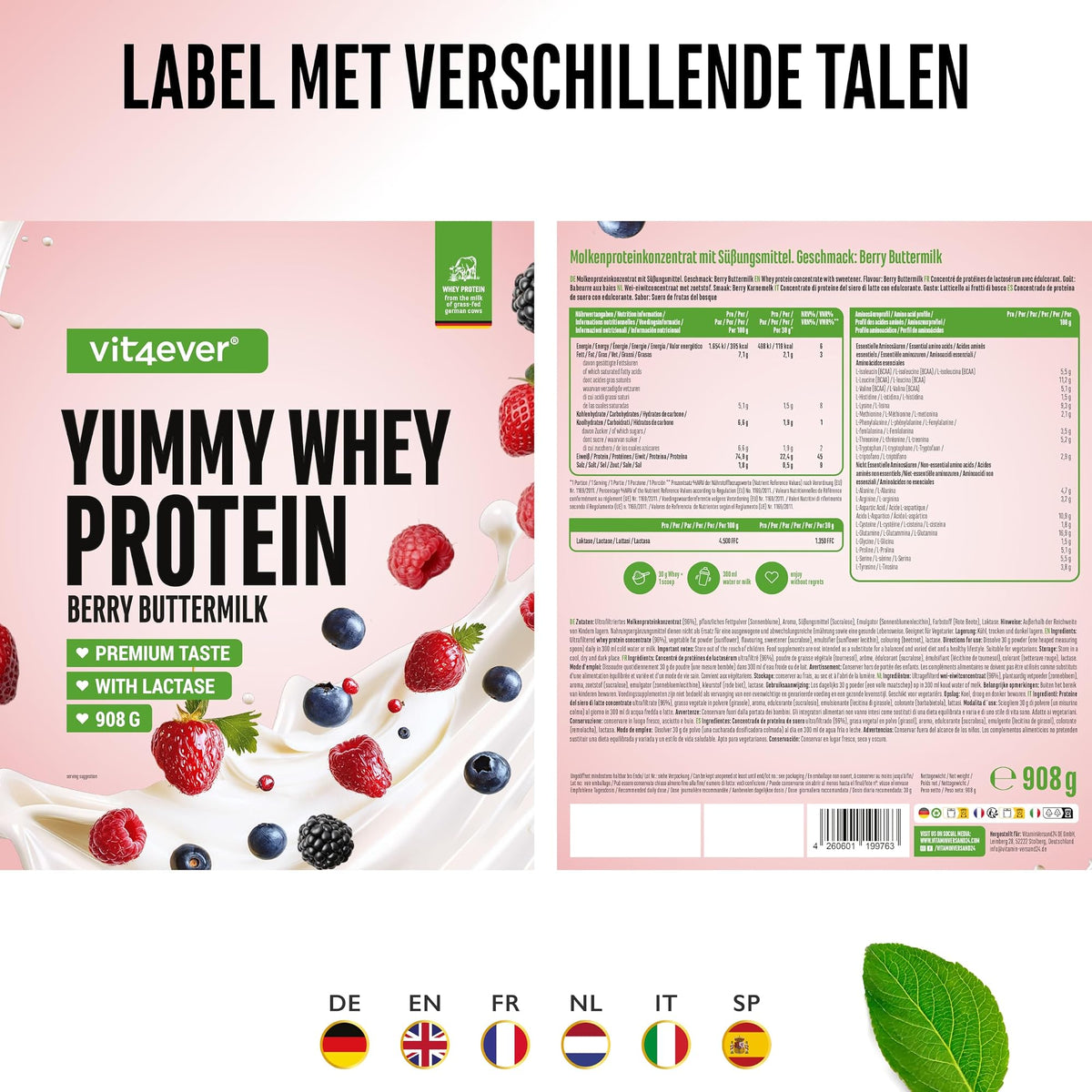 Yummy Whey Protein Berry Buttermilk | 908 g | Vit4ever