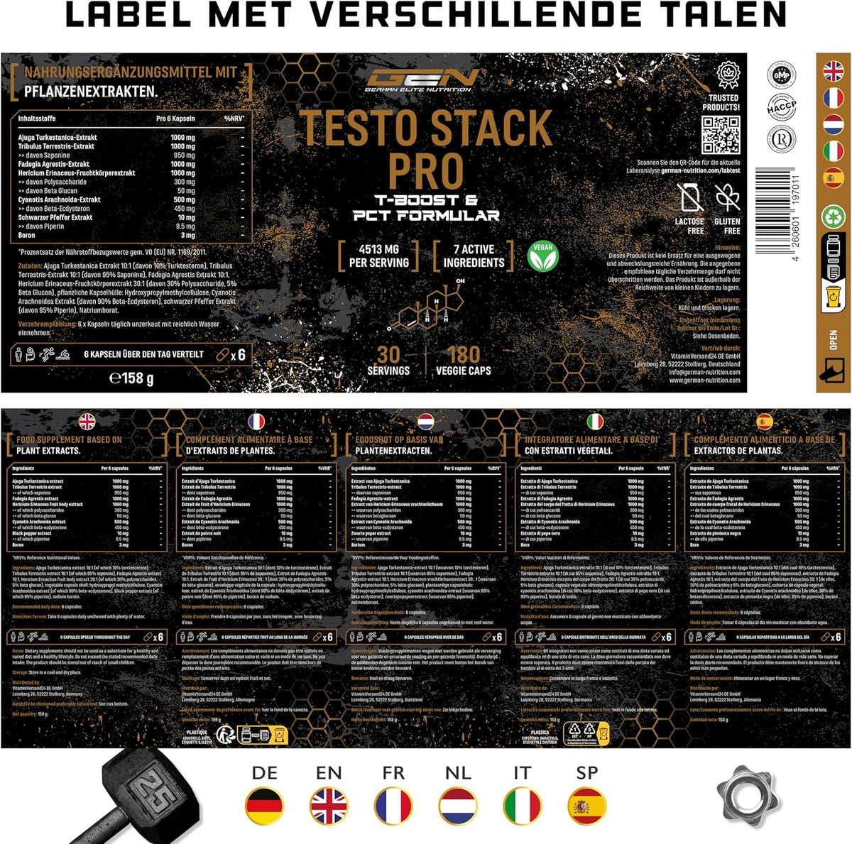 Testo Stack Pro | 180 Kapseln | German Elite Nutrition