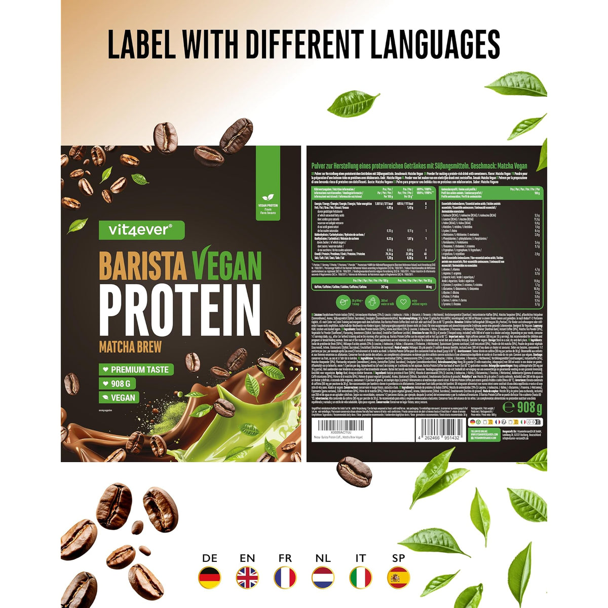 Vit4ever Vegan Barista Whey Matcha 908 g – empfohlene Anwendung und Einnahme