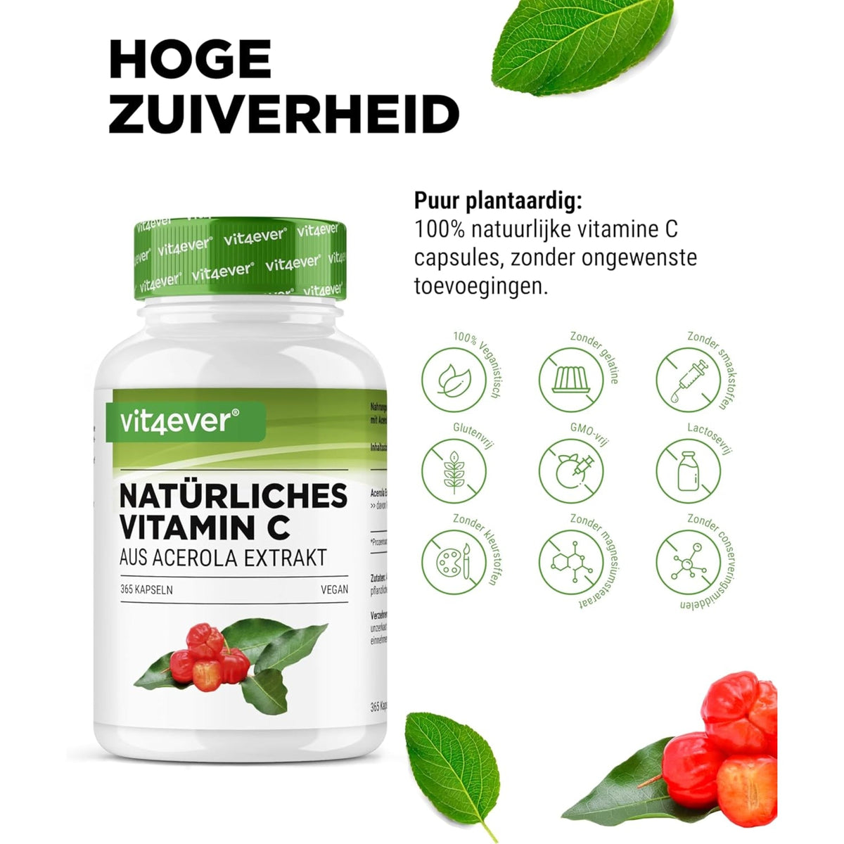 Acerola-Extrakt natürliches Vitamin C | 240 Kapseln | Vit4ever
