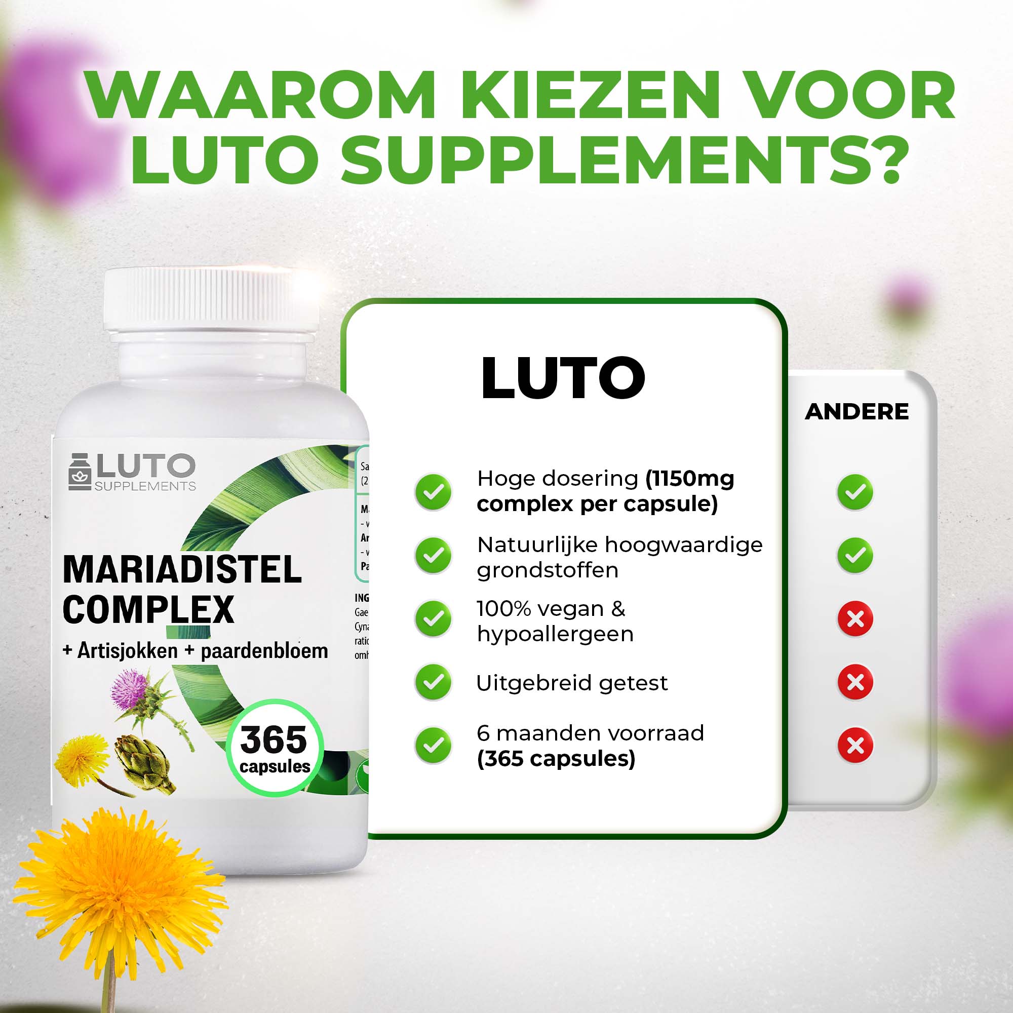 Mariendistel Komplex | 365 Kapseln | LUTO Supplements