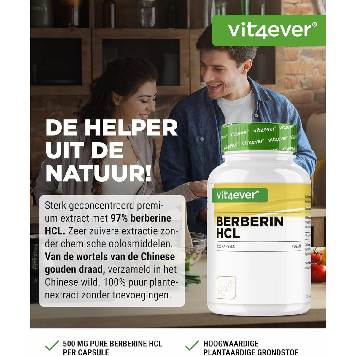 Berberin HCl 97% Intenso 500mg | 120 Kapseln | Vit4ever