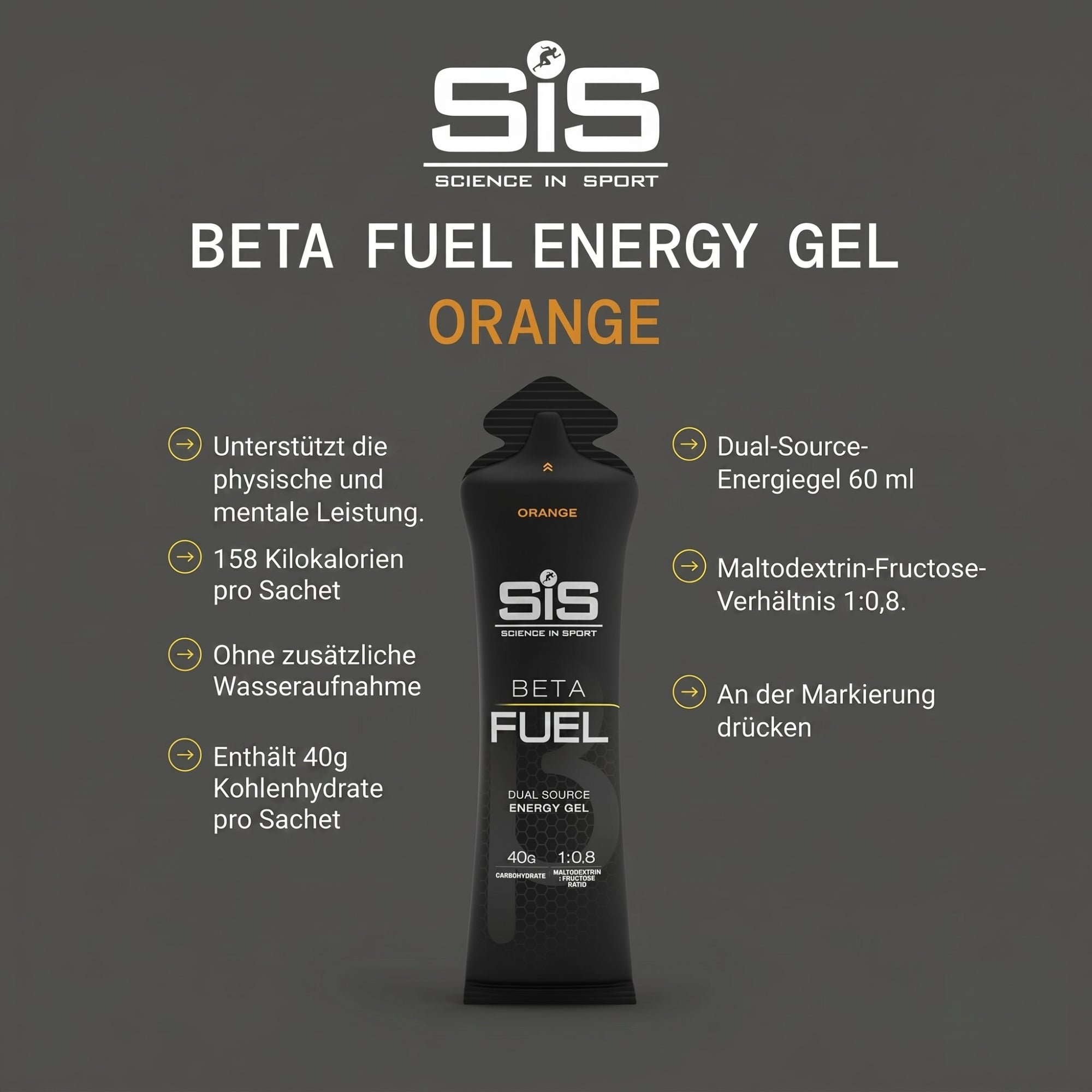 SiS Beta Fuel Gel | 1:0.8 Maltodextrin: Fructose Ratio | Orange