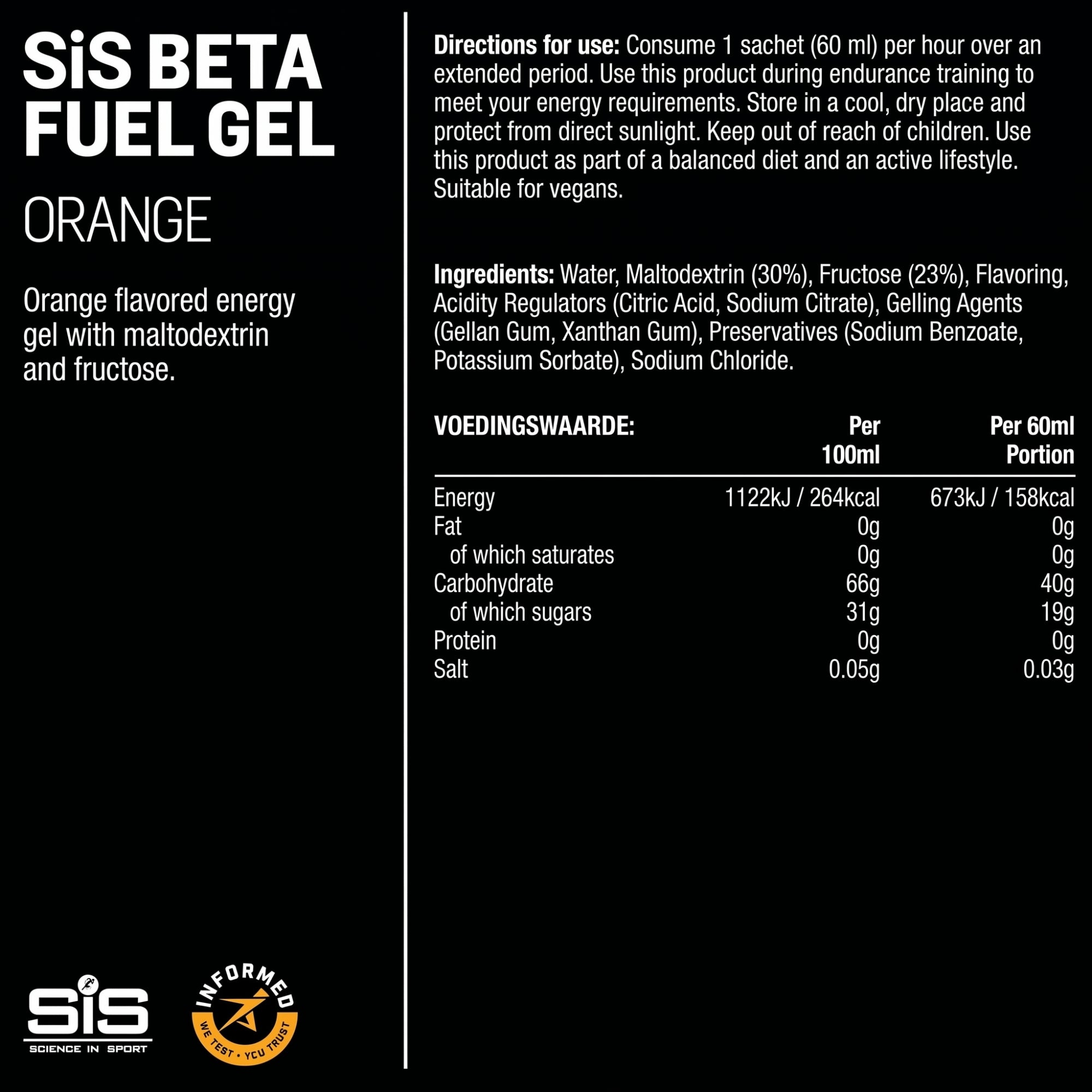 SiS Beta Fuel Gel | 1:0.8 Maltodextrin: Fructose Ratio | Orange