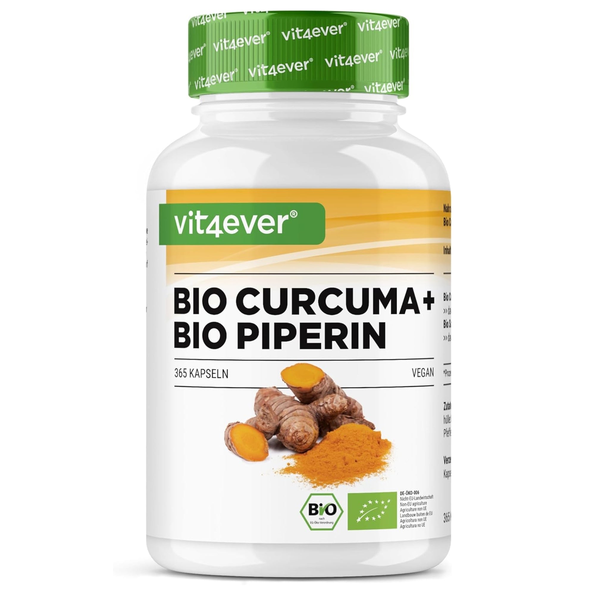 Vit4ever Bio Kurkuma + Bio Piperin - 365 Kapseln