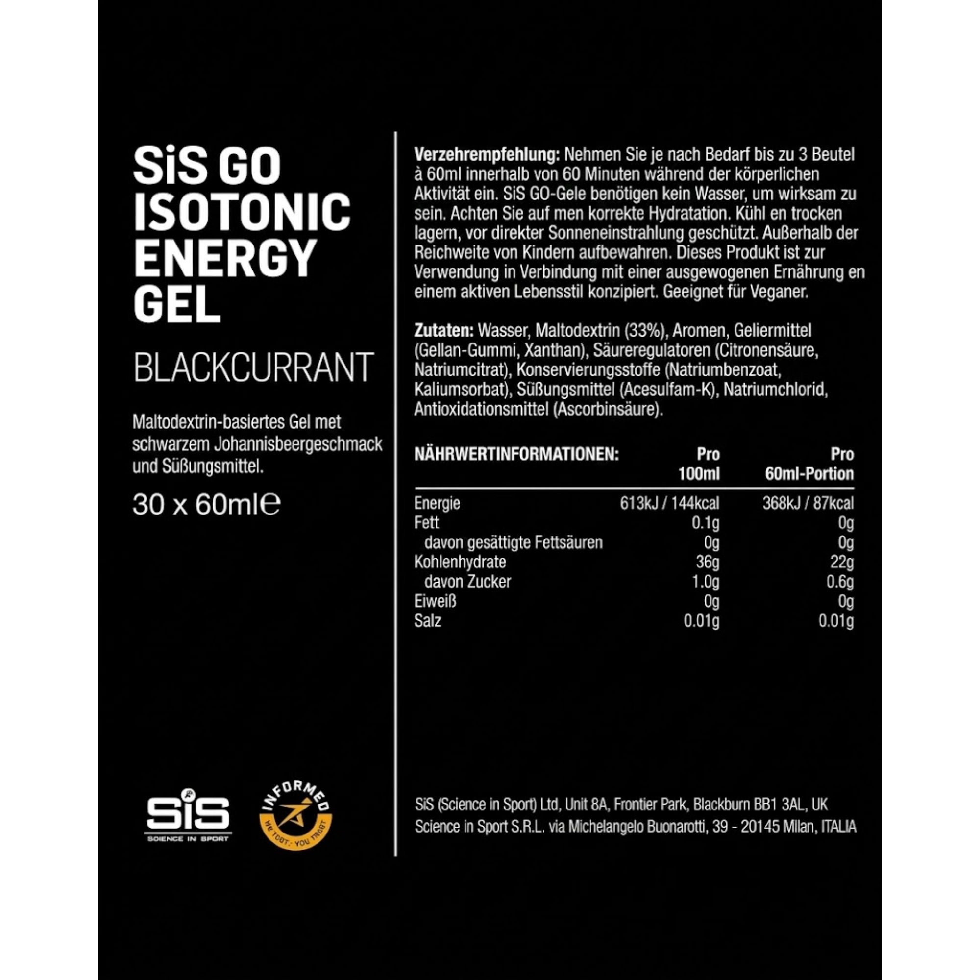 SiS Go Isotonic Energy Gel | Blackcurrant