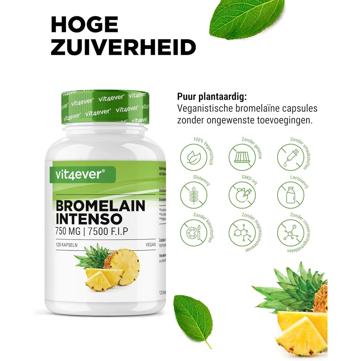 Bromelain 7.500 F.I.P. | 120 Kapseln | Vit4ever