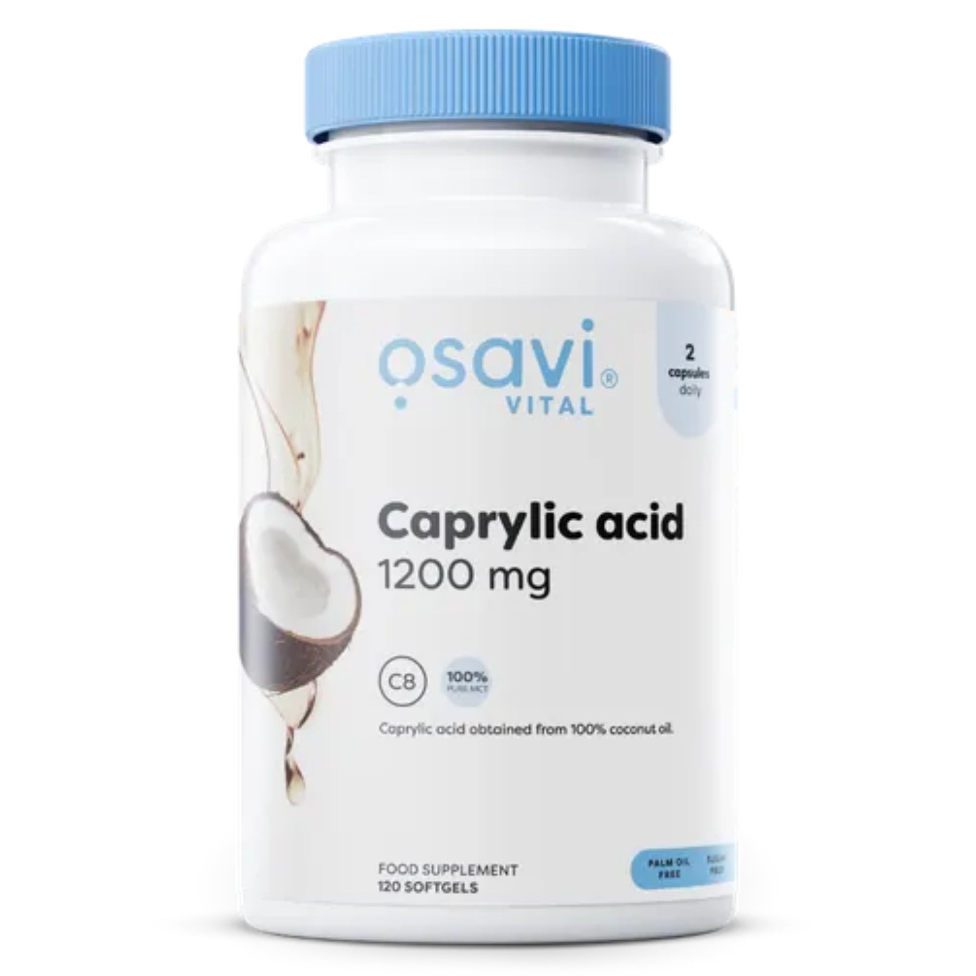 Osavi Caprylsäure C8 MCT-Oel 1200 mg – 120 Softgels aus 100% Kokosöl