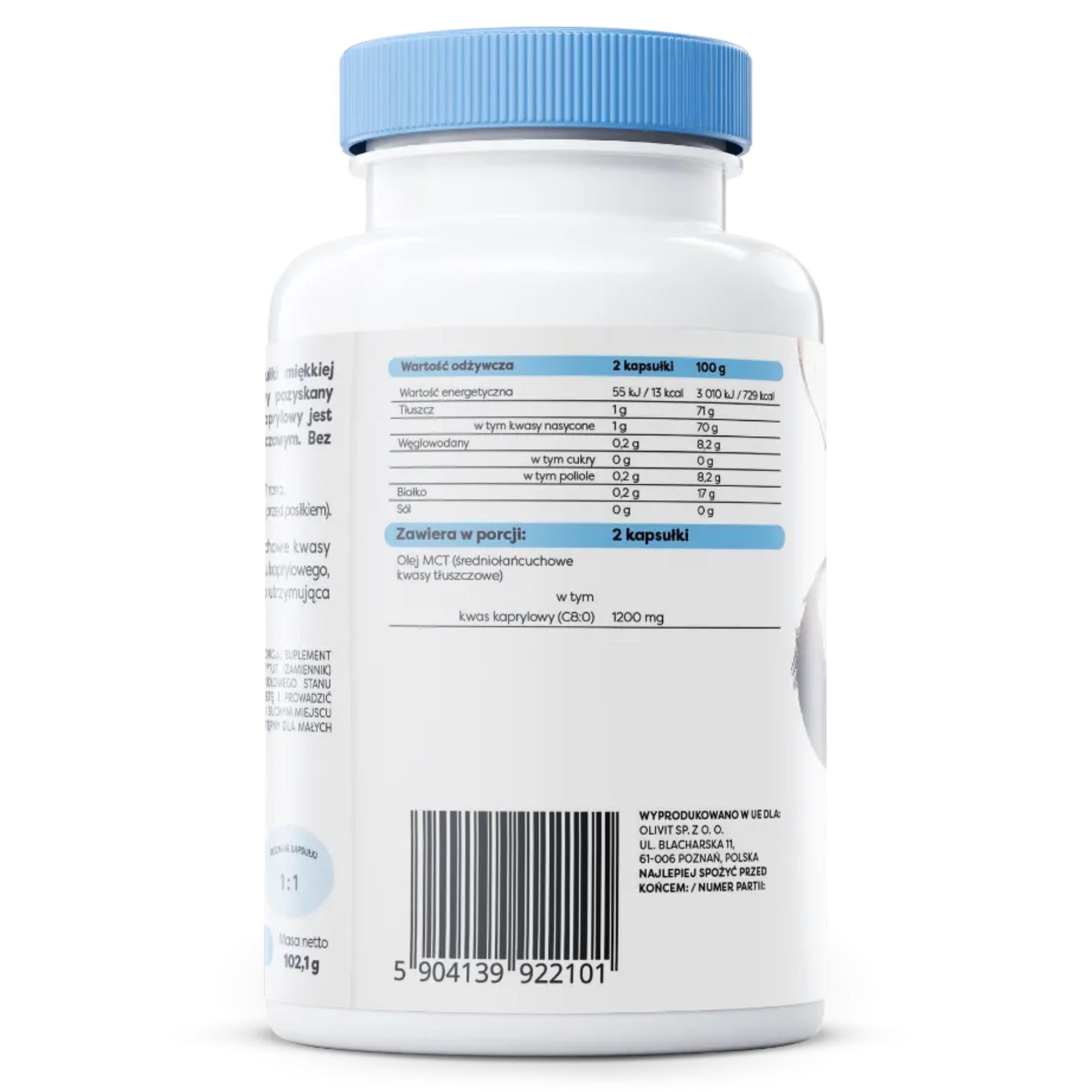 Nährwerte Osavi Caprylsäure C8 MCT-Oel – 1200 mg Caprylsäure pro Tagesdosis