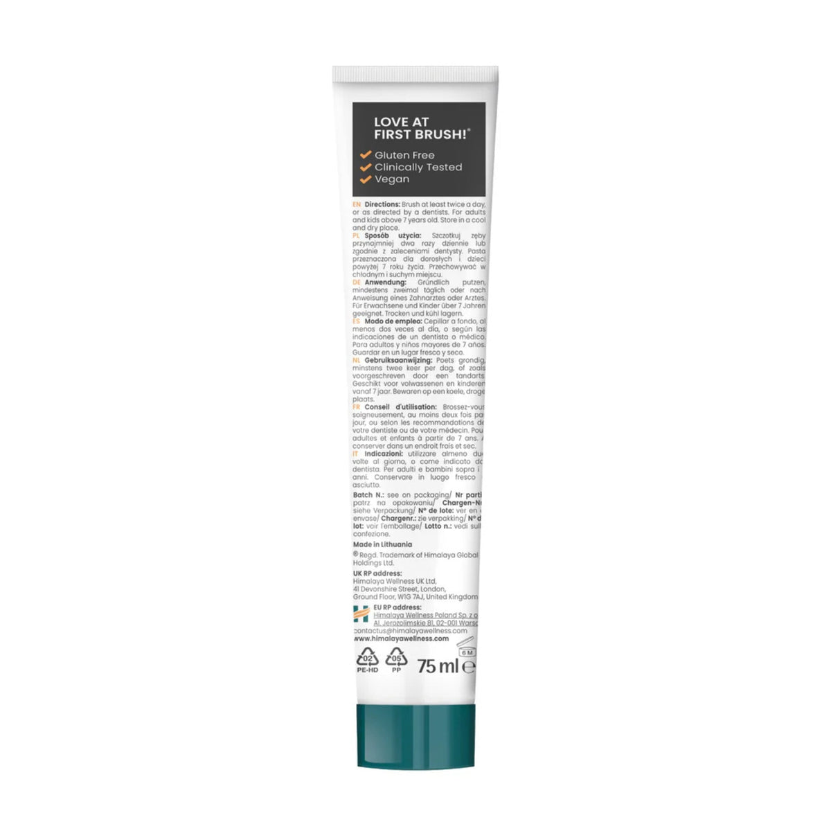 Himalaya Botanique Whitening Antiplaque Charcoal + Black Seed Oil Zahnpasta | 75 ml | Himalaya