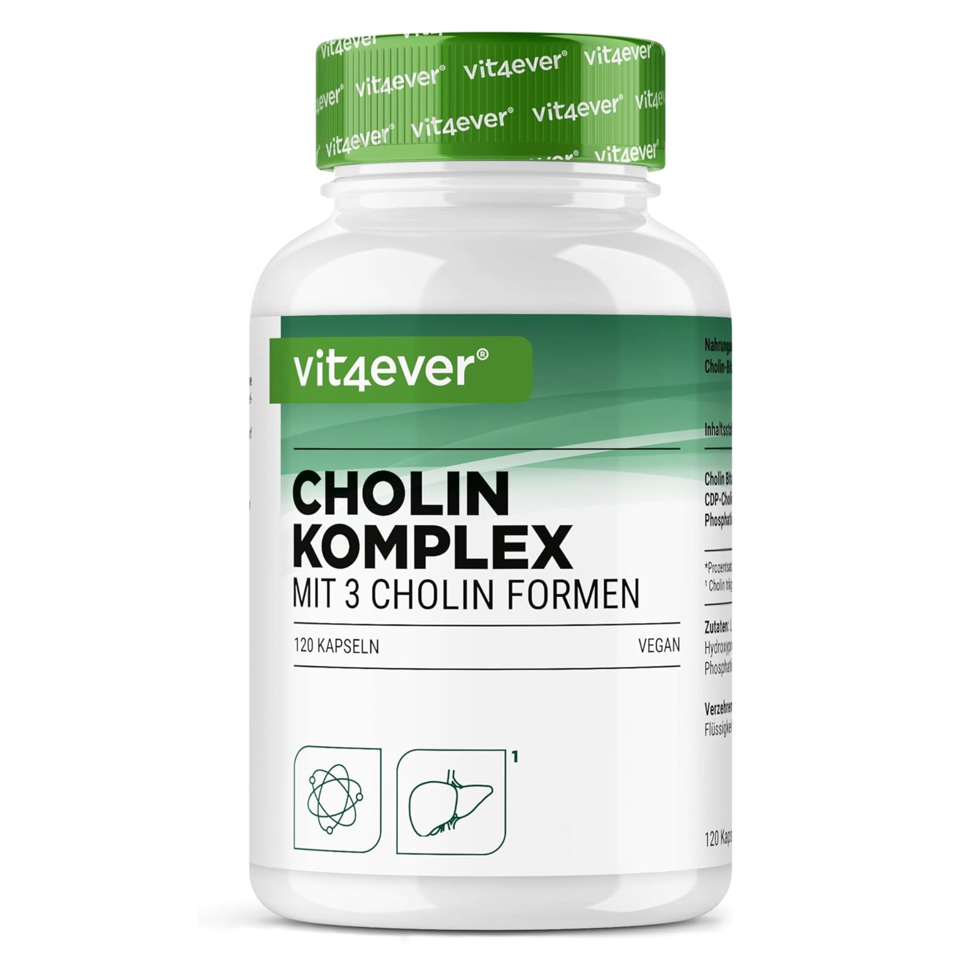 Vit4ever Cholin-Komplex mit 3 Formen - 120 Kapseln