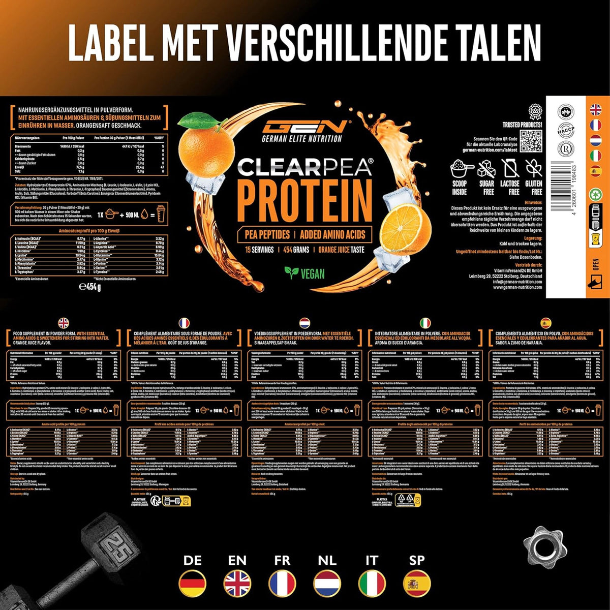 ClearPea Vegan Clear Protein | 454 g | German Elite Nutrition