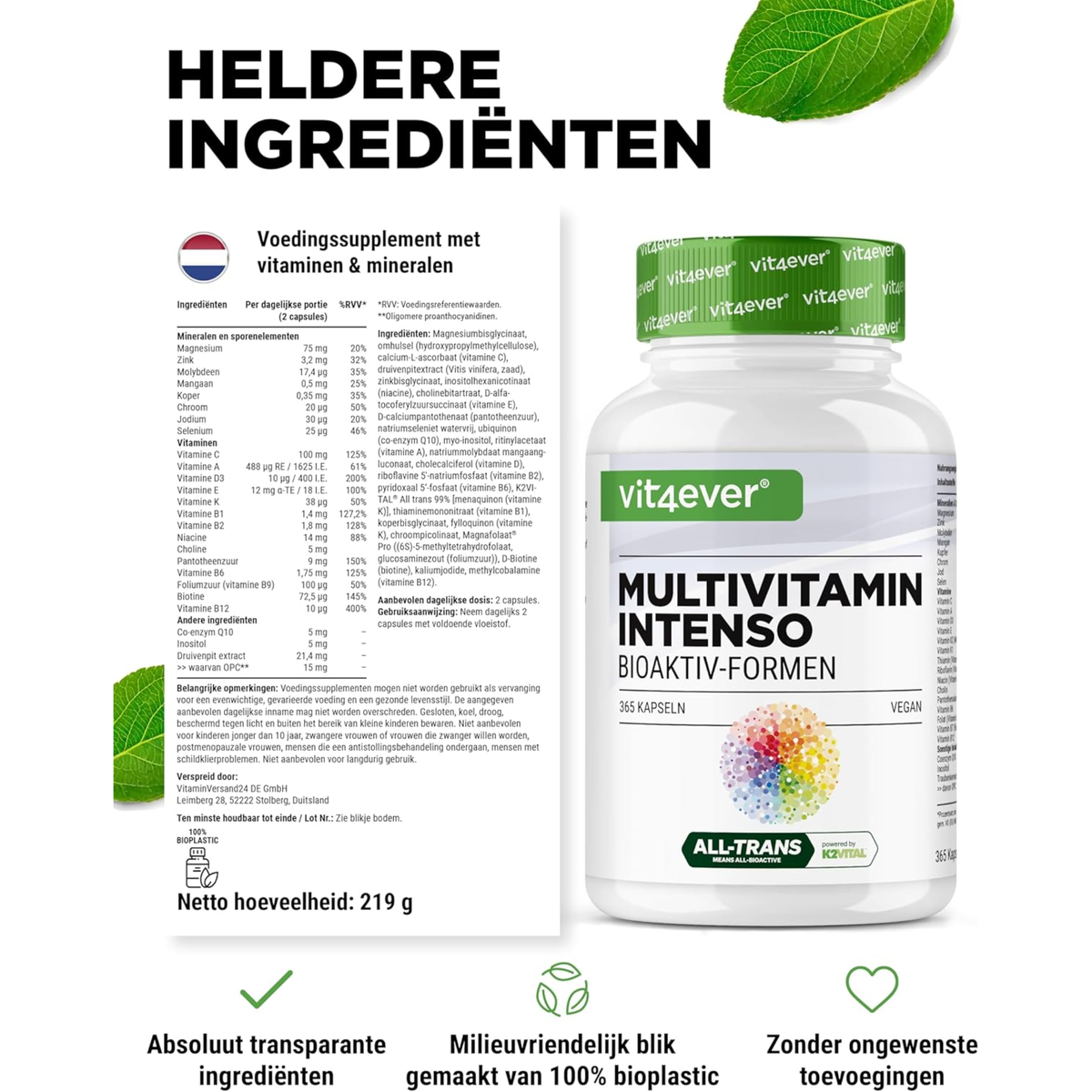 Multivitamin Intenso | 26 Aktivstoffe | 365 Kapseln | Vit4ever