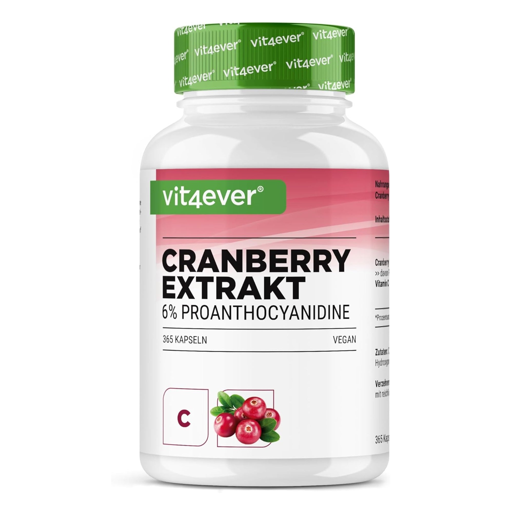 Vit4ever Cranberry-Extrakt 6% Proanthocyanidine - 365 Kapseln