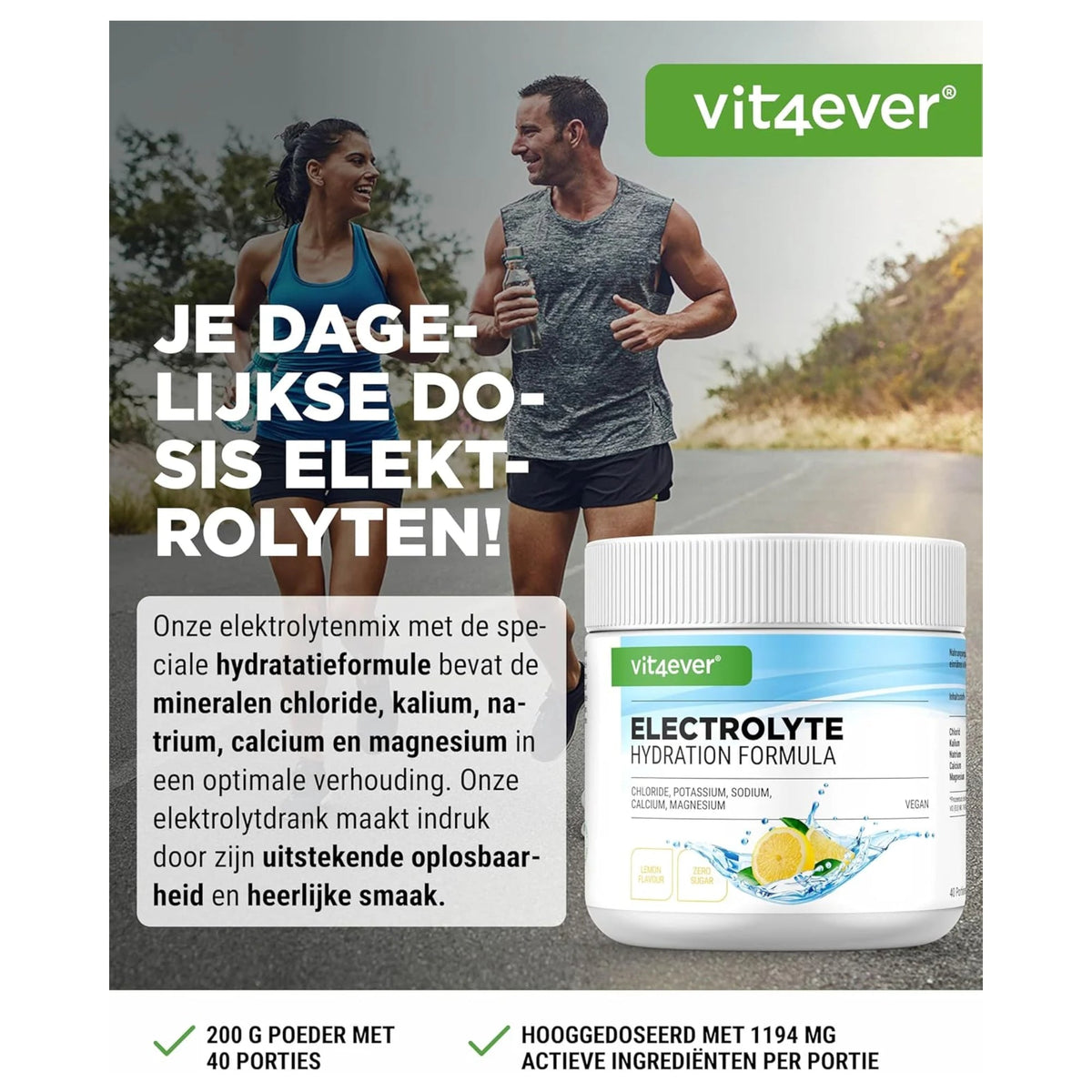 Electrolyte Hydration Formula Zitrone | 200 oder 400 g | Vit4ever