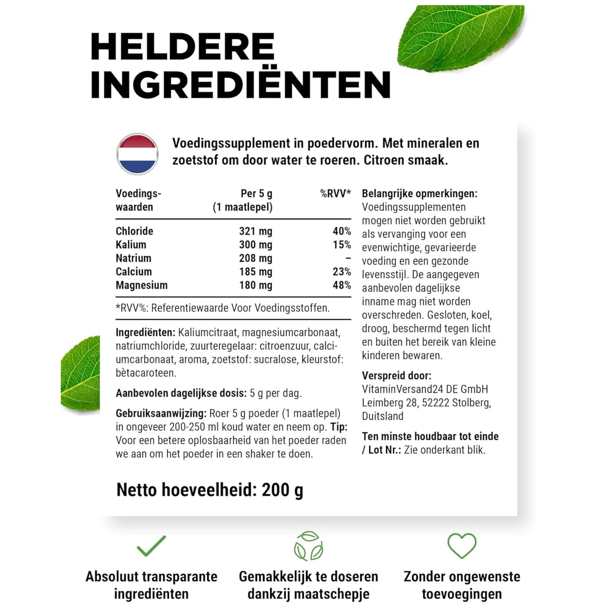 Electrolyte Hydration Formula Zitrone | 200 oder 400 g | Vit4ever