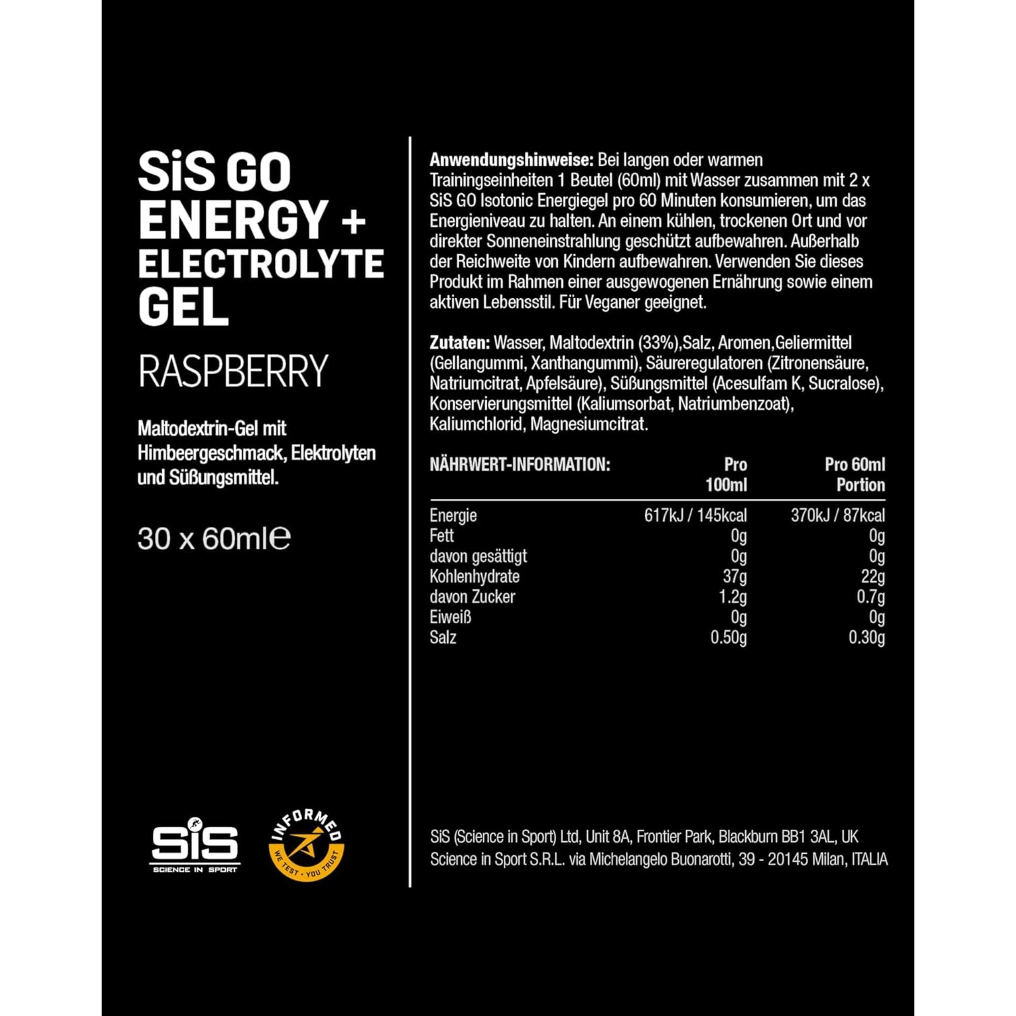SiS Go Isotonic Energy Gel + Elektrolyt | Raspberry