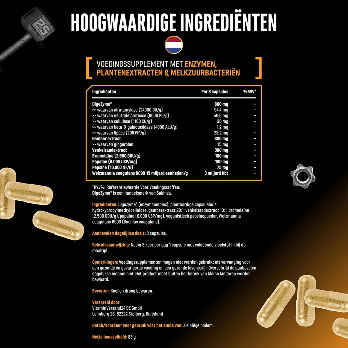 Enzyme Complex (DigeZyme®, Probiotika & Pflanzenextrakte) | 120 Kapseln | German Elite Nutrition