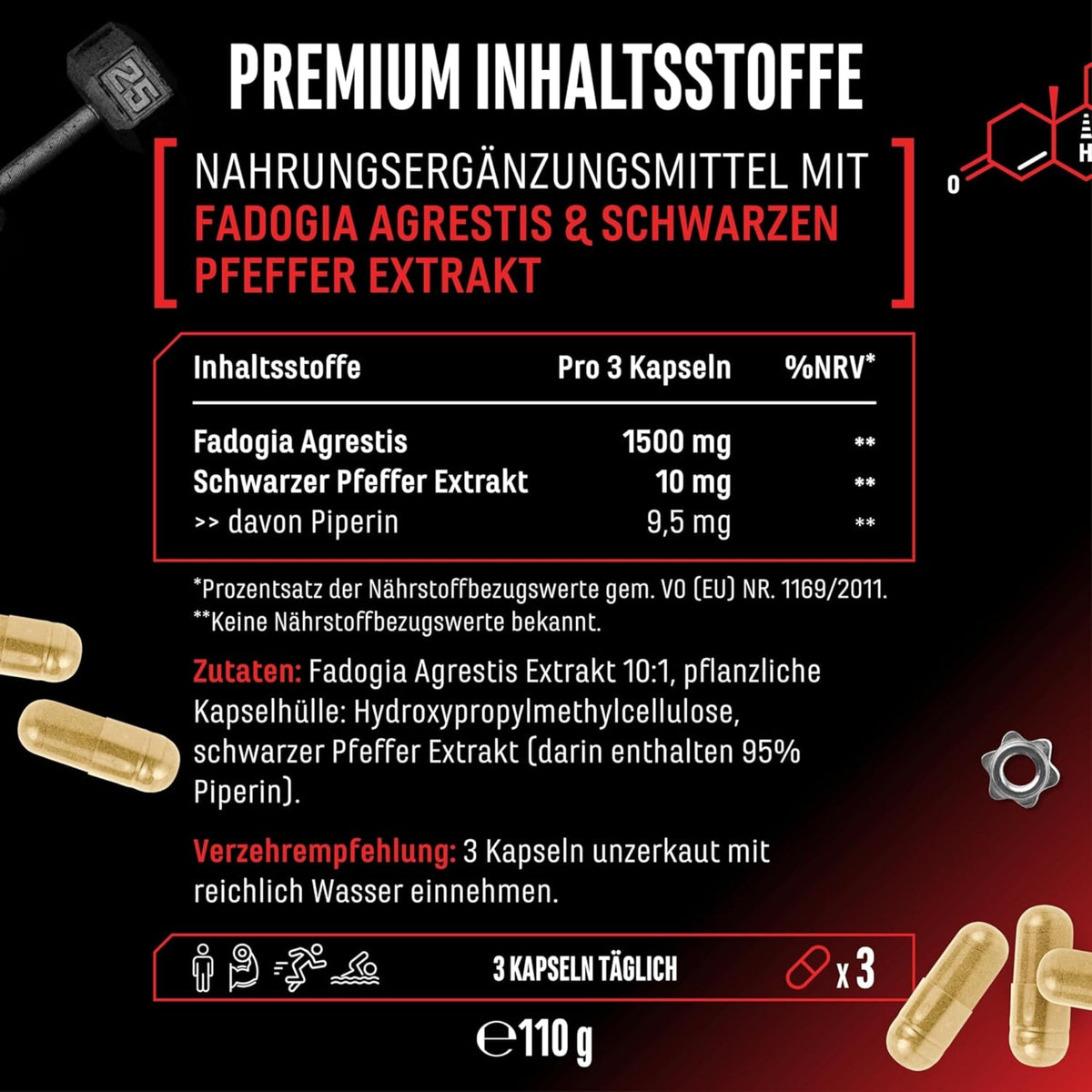 Fadogia Agrestis 10:1 Extrakt | 180 Kapseln | German Elite Nutrition