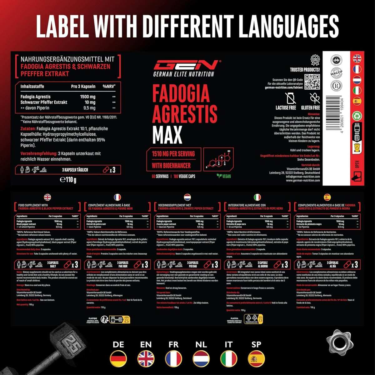 Fadogia Agrestis 10:1 Extrakt | 180 Kapseln | German Elite Nutrition
