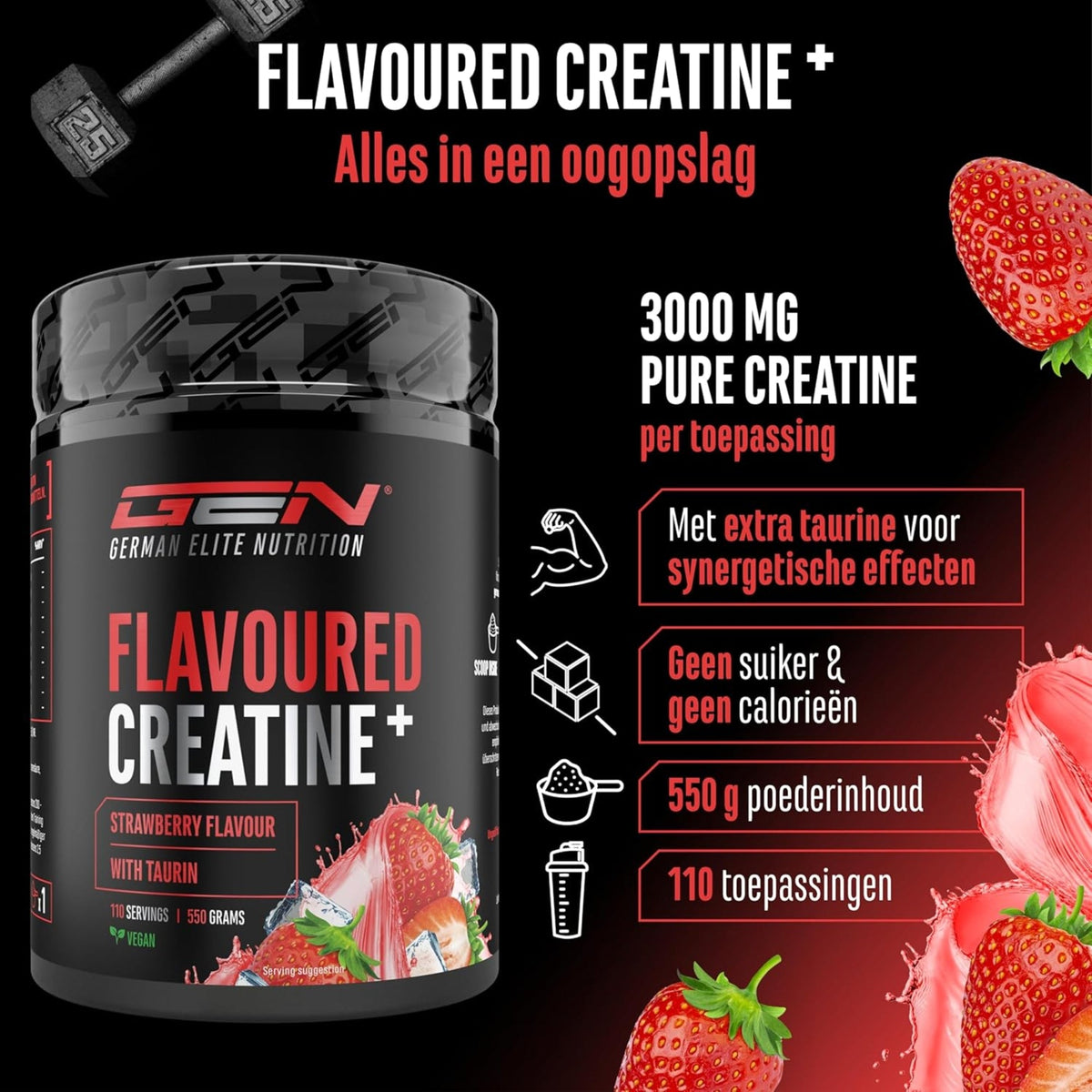 German Elite Nutrition Flavoured Creatine+ - sportsupplement zonder onnodige toevoegingen