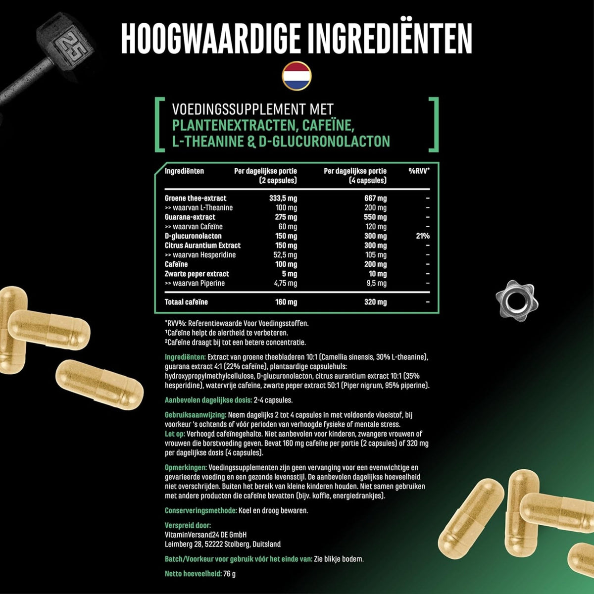 Focus Caps (Mental Performance Blend) 320mg Koffein | 120 Kapseln | German Elite Nutrition