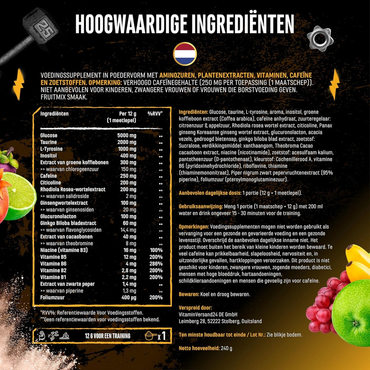 Focus to the Limit | Pre-Workout | 240 g | German Elite Nutrition