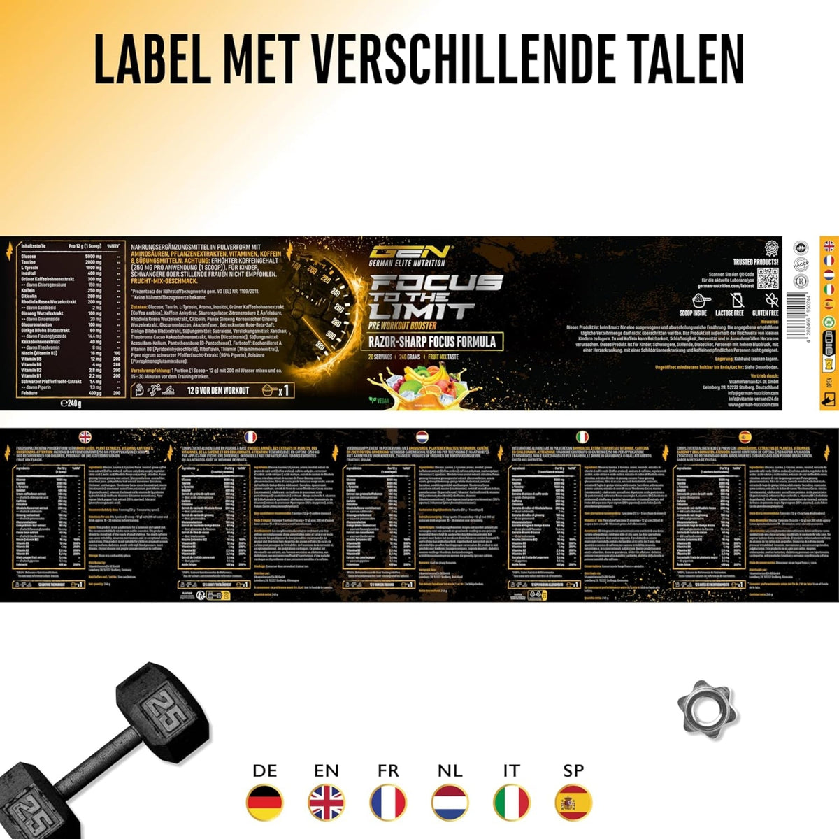 Focus to the Limit | Pre-Workout | 240 g | German Elite Nutrition