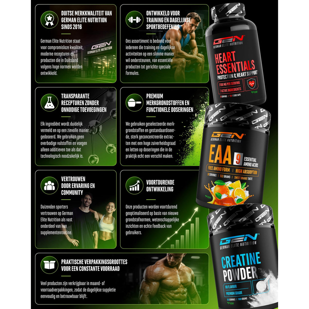 GEN Daily Essentials Creatine + Collageen Kiwi 900 gram - productoverzicht en kenmerken