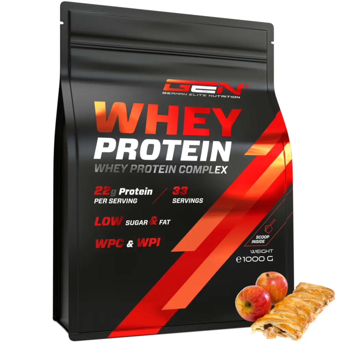 GEN Whey Protein Complex Appelstrudel 1 kg - eiwitpoeder met wei-concentraat en isolaat