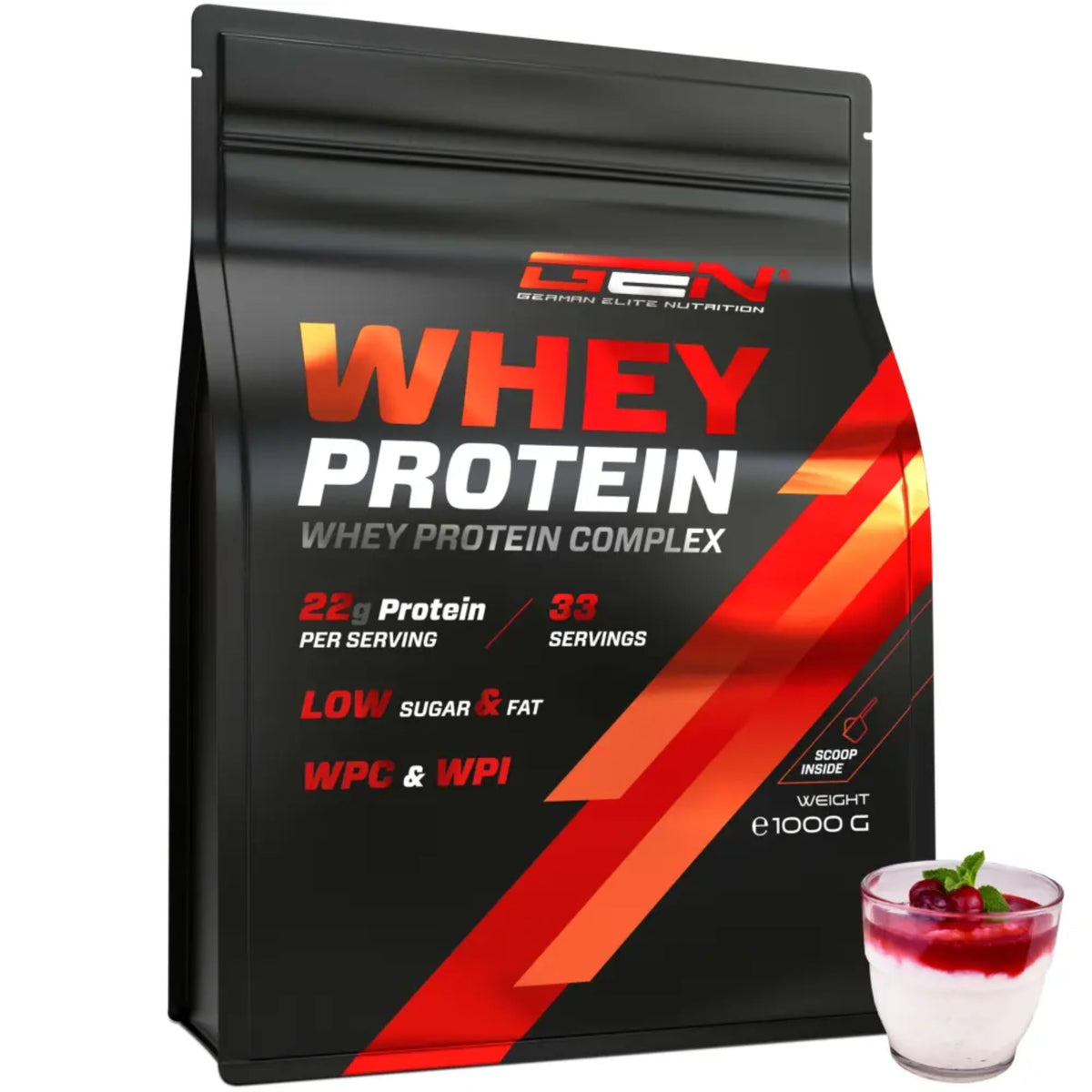 GEN Whey Protein Complex Griesmeelpap met kers 1 kg - eiwitpoeder met wei-concentraat en isolaat