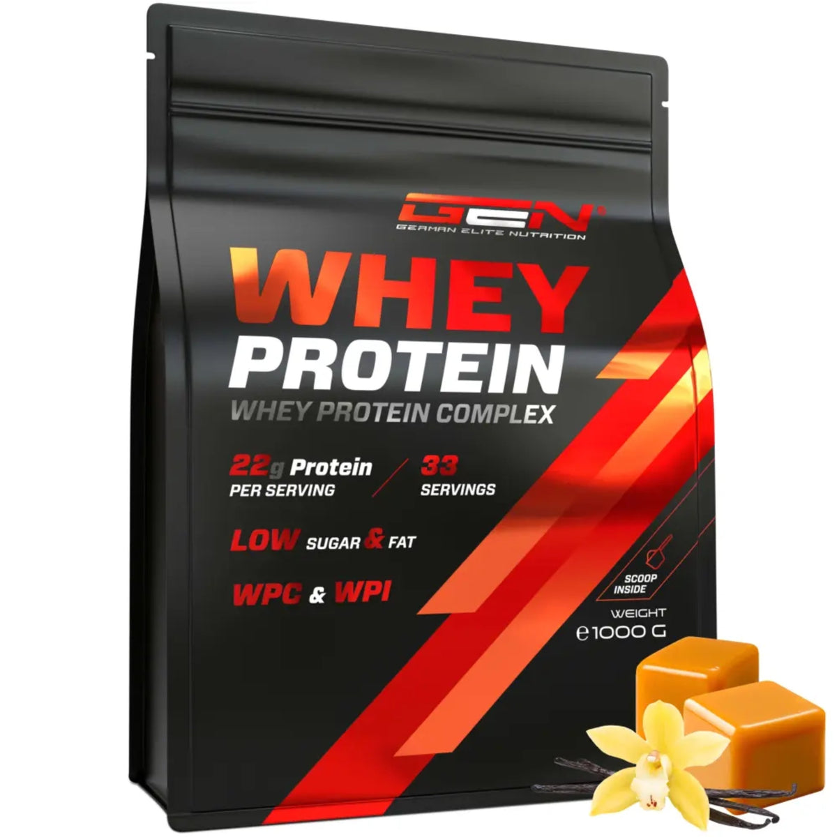 GEN Whey Protein Complex Vanille-toffee 1 kg - eiwitpoeder met wei-concentraat en isolaat
