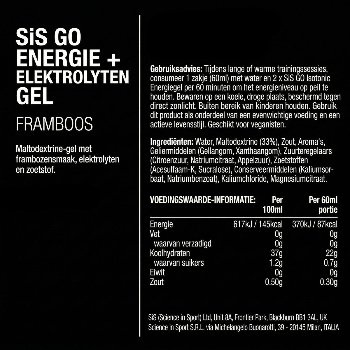 SiS Go Isotonic Energygel + Electrolyte Raspberry - snelle energie tijdens inspanning