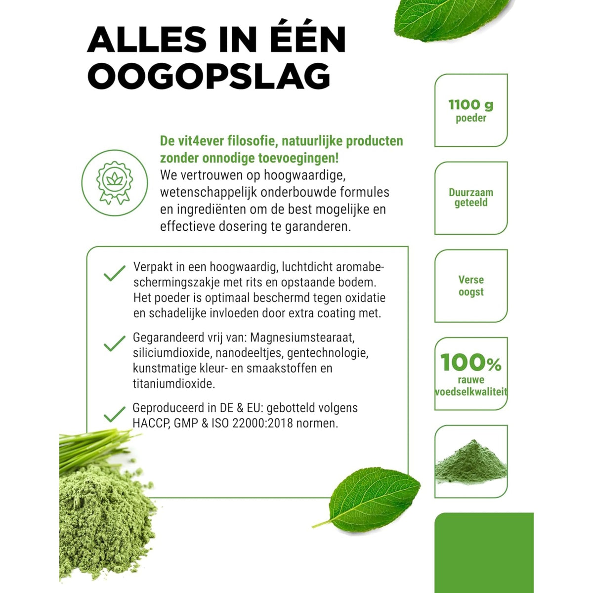 Gerstengras Pulver | 1,1 kg | Vit4ever