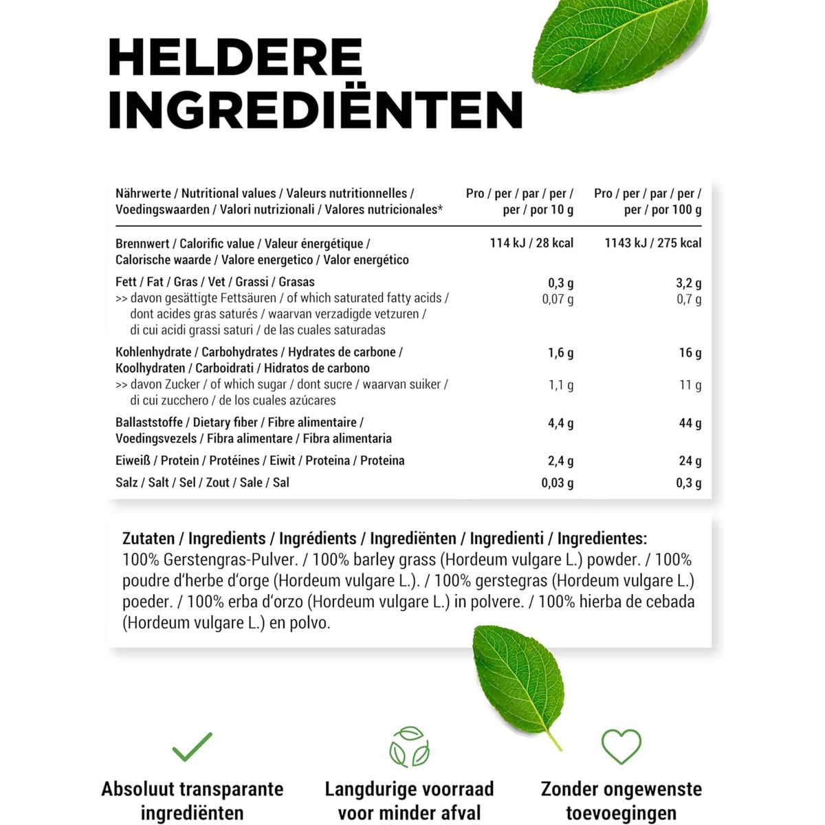 Gerstengras Pulver | 1,1 kg | Vit4ever