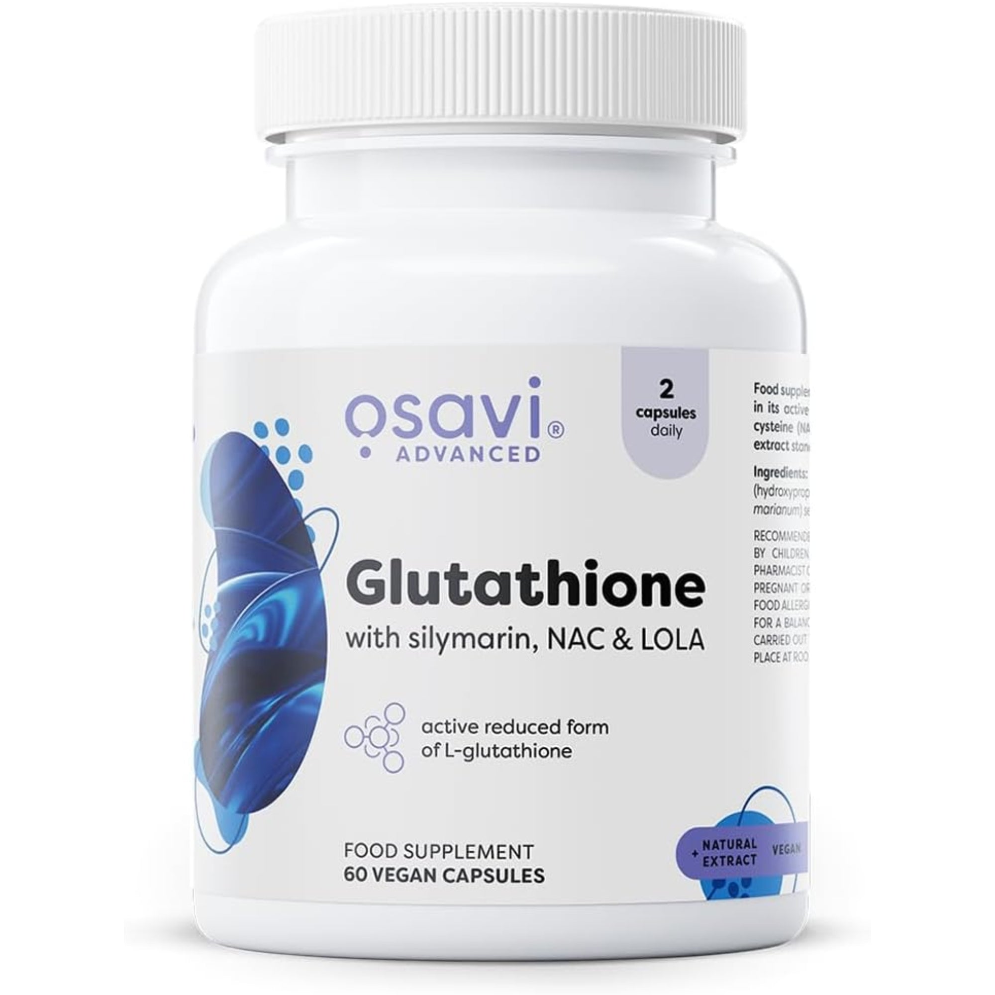 Osavi Glutathion mit Mariendistel, NAC und LOLA 60 Kapseln – L-Glutathion reduziert veganes Nahrungsergänzungsmittel #Inhalt_60 Kapseln