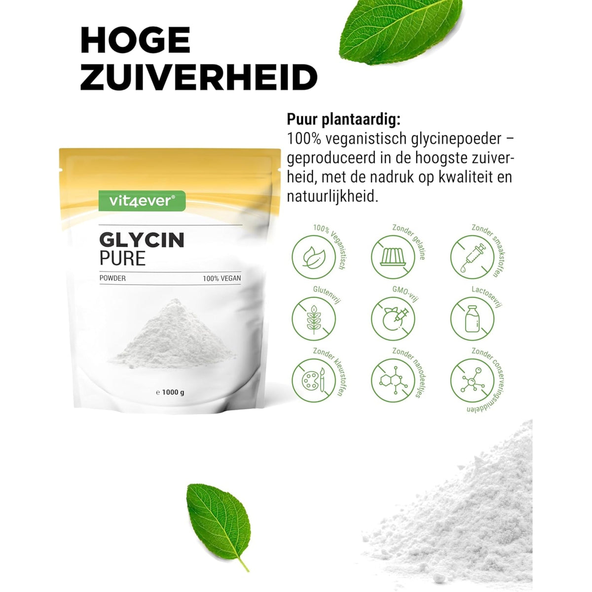 Glycin Pulver 100% Rein | 1100 g | Vit4ever